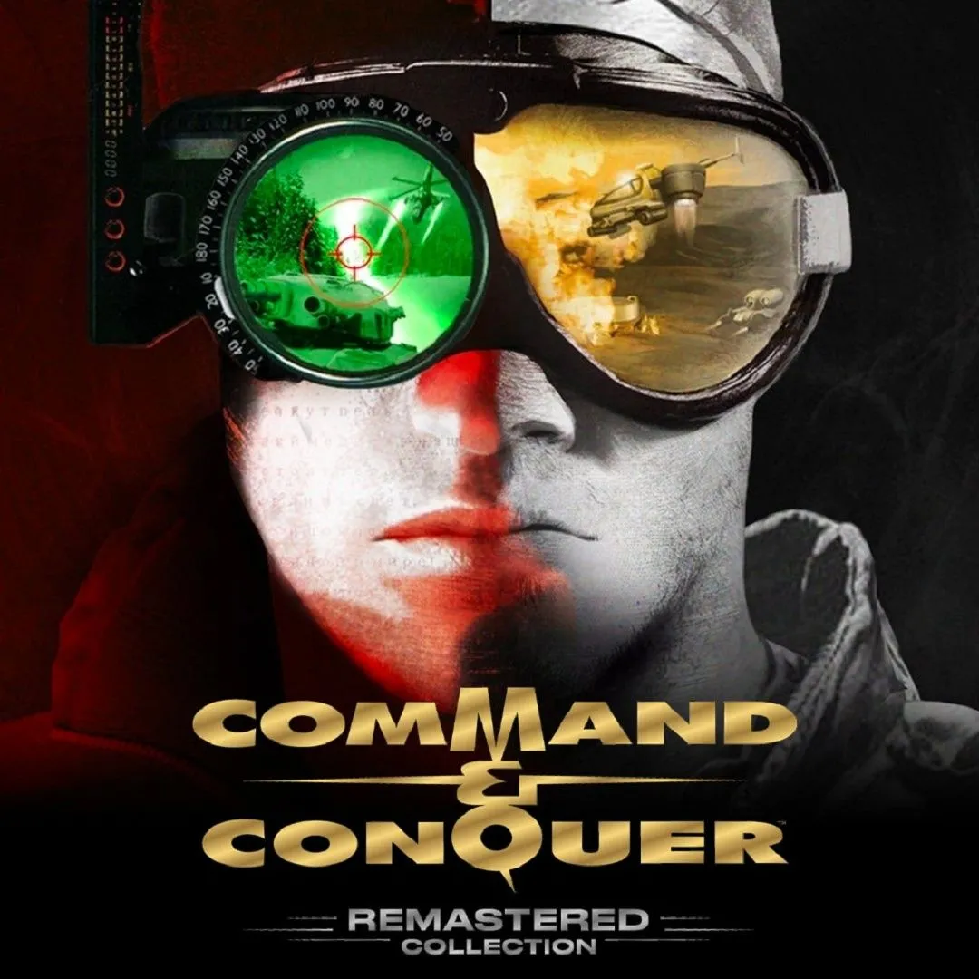 Ảnh bìa bộ sưu tập Command &amp; Conquer: Remastered Collection, hiển thị các đơn vị quân đội và công trình đặc trưng của game chiến thuật thời gian thực với đồ họa 4K sắc nét.