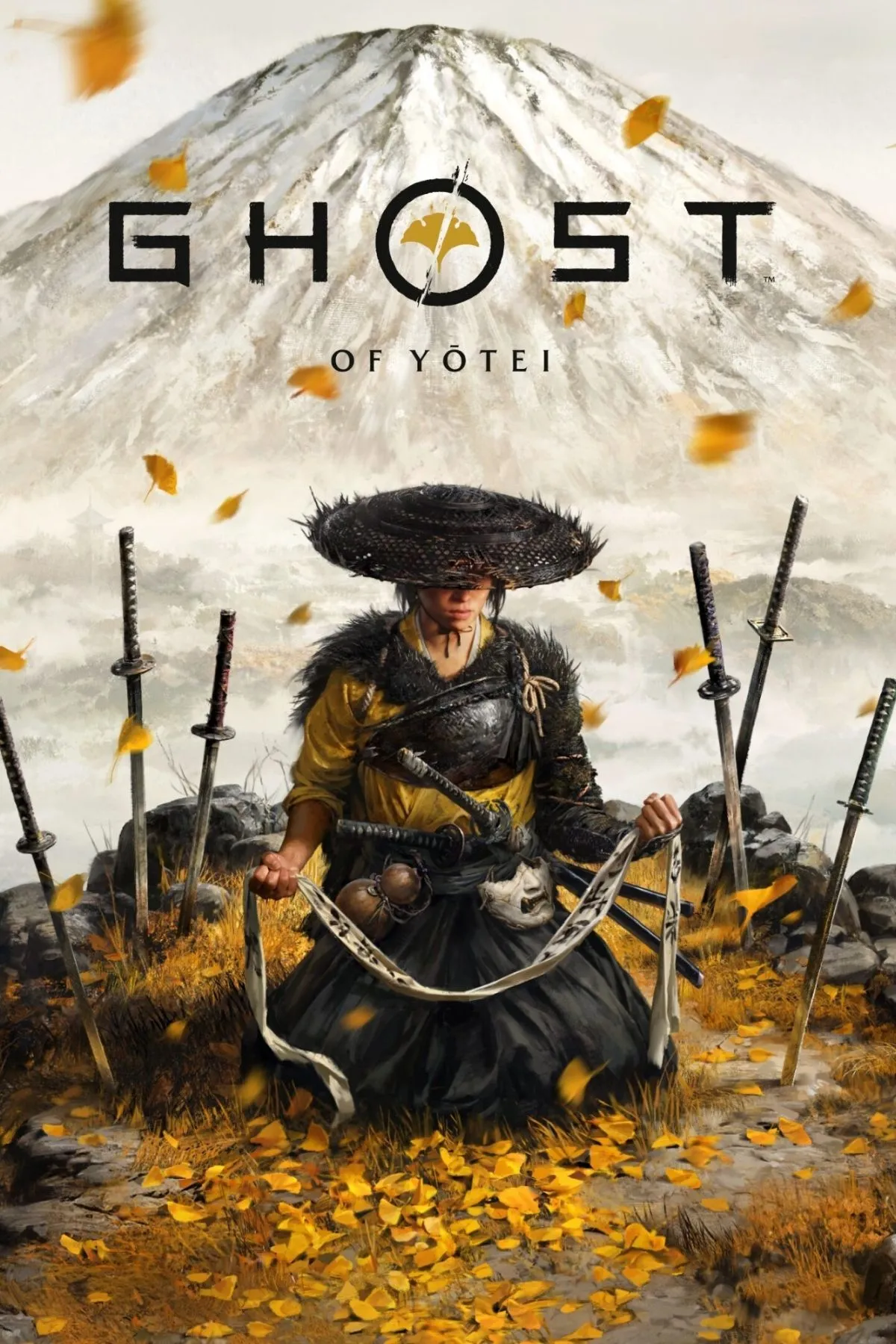 Ảnh bìa chính thức của game Ghost of Yōtei, thể hiện phong cách nghệ thuật và chủ đề samurai báo thù