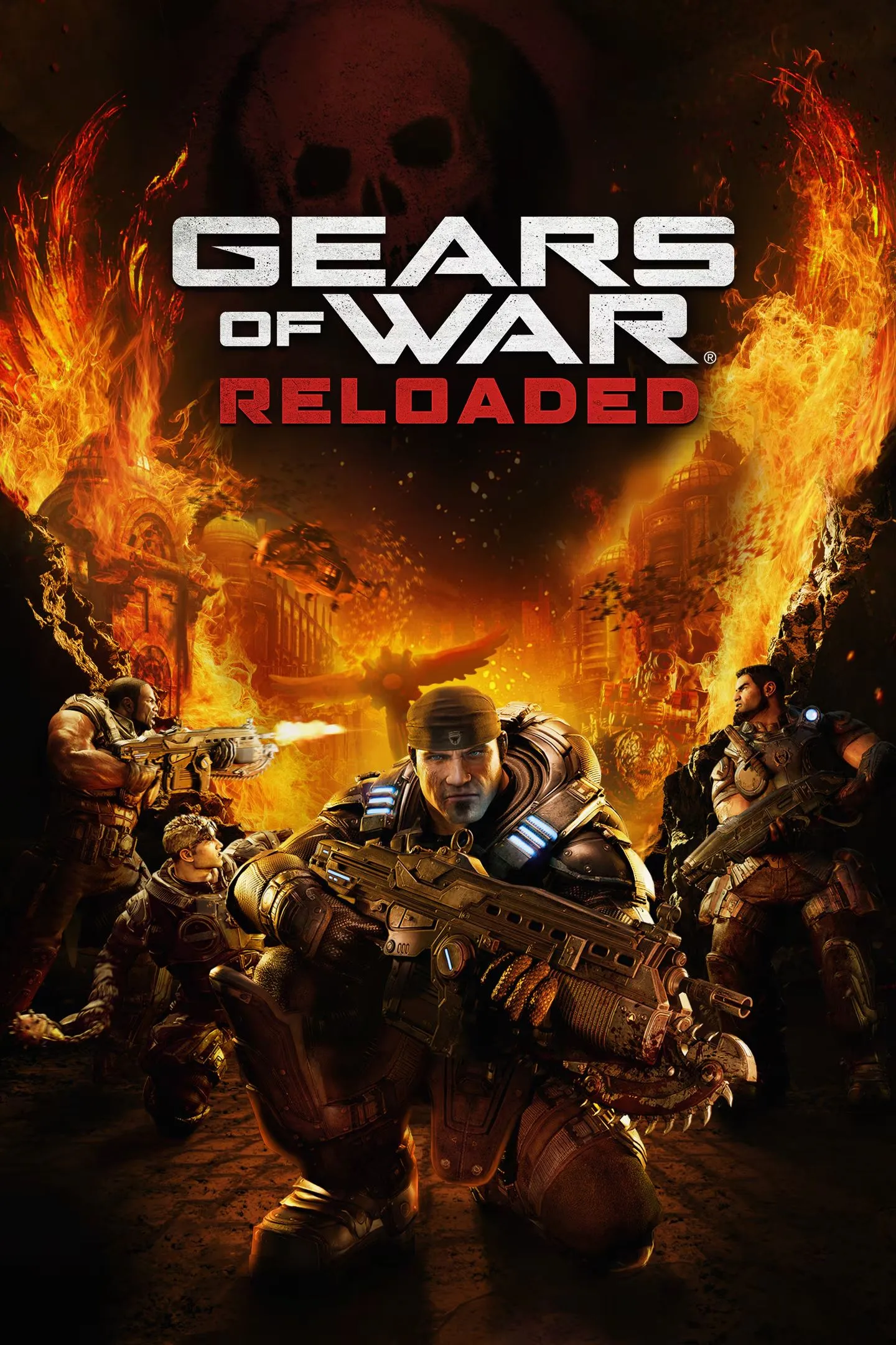 Ảnh bìa game Gears of War: Reloaded, với các nhân vật chính.