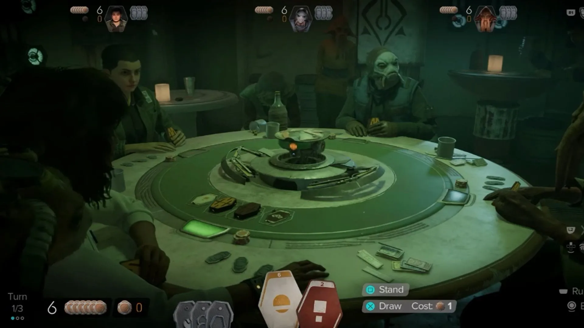 Ảnh chụp màn hình gameplay Sabacc trong Star Wars Outlaws