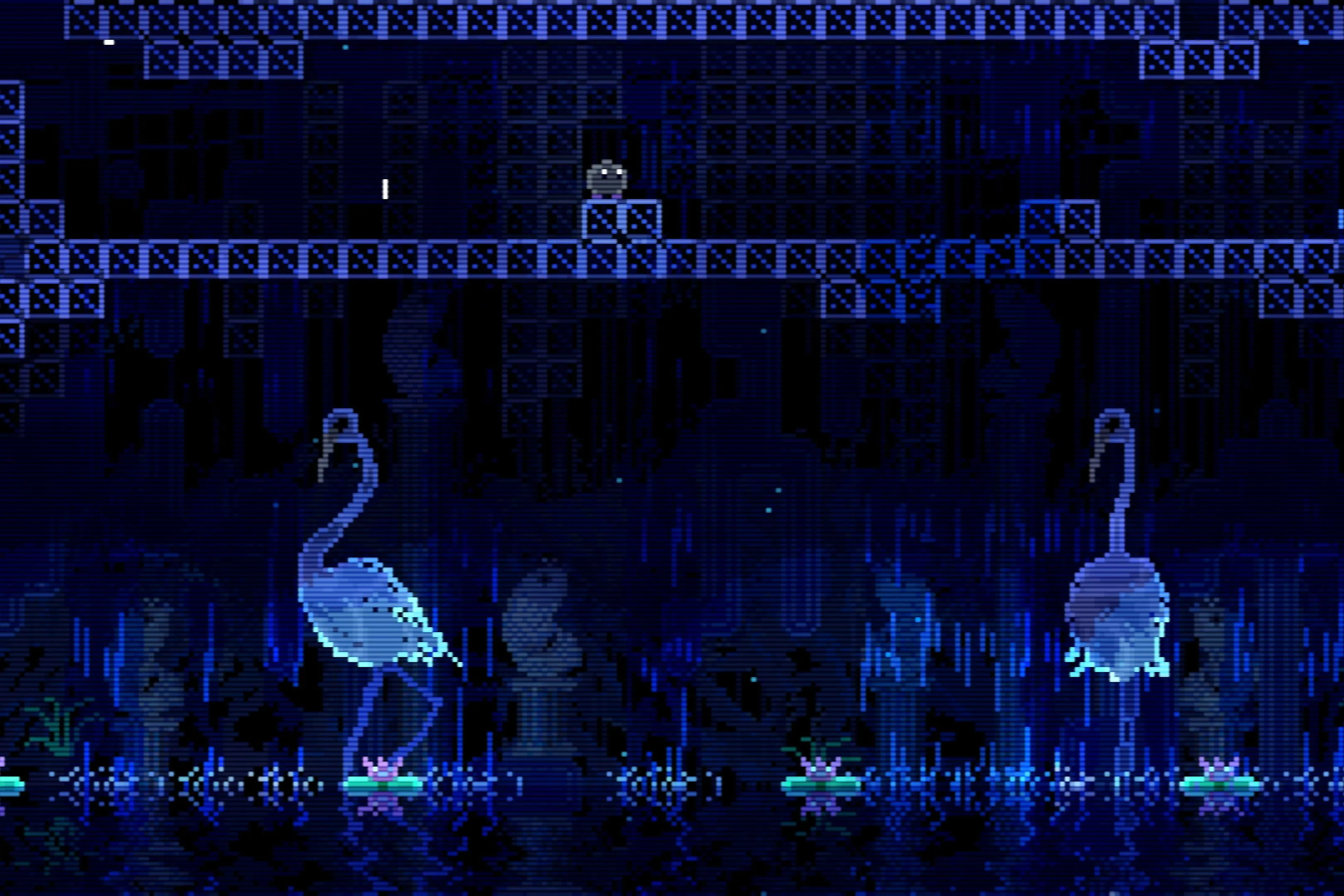 Ảnh chụp màn hình từ tựa game Animal Well, thể hiện đồ họa pixel art độc đáo và không khí bí ẩn.