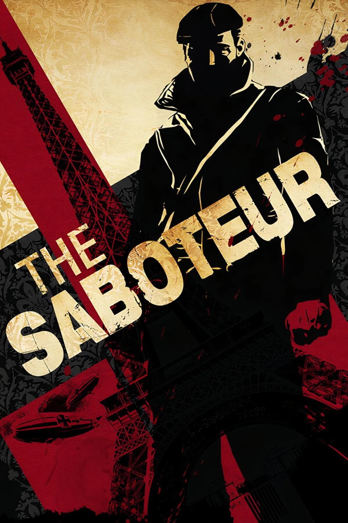 Ảnh game The Saboteur với phong cách nghệ thuật đen trắng và bối cảnh Paris thời Thế chiến II