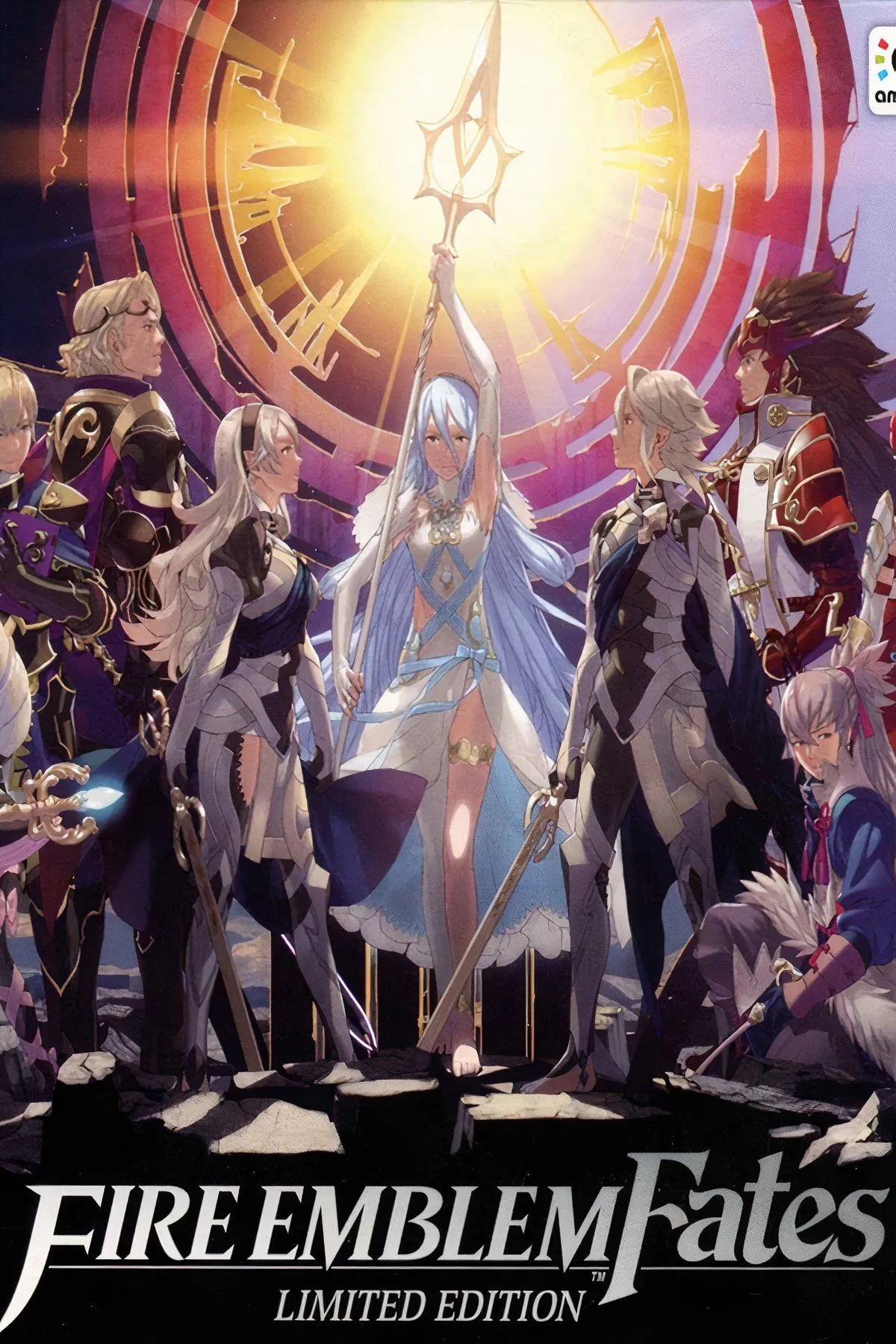 Ảnh tổng hợp nhân vật và cảnh quan từ Fire Emblem Fates, thể hiện phong cách nghệ thuật của game RPG chiến thuật.