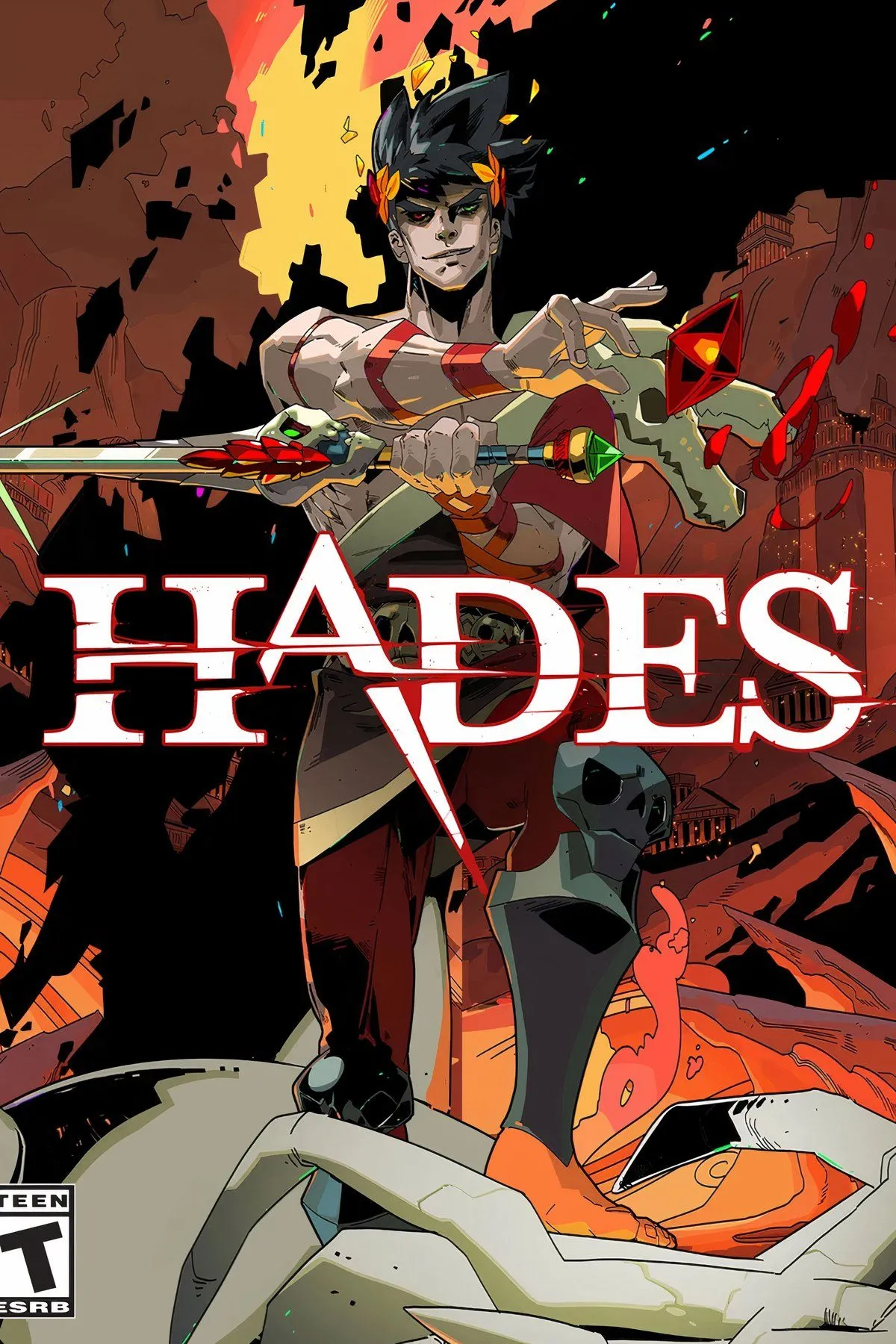 Artwork nhân vật Zagreus trong game roguelike Hades với đồ họa ấn tượng