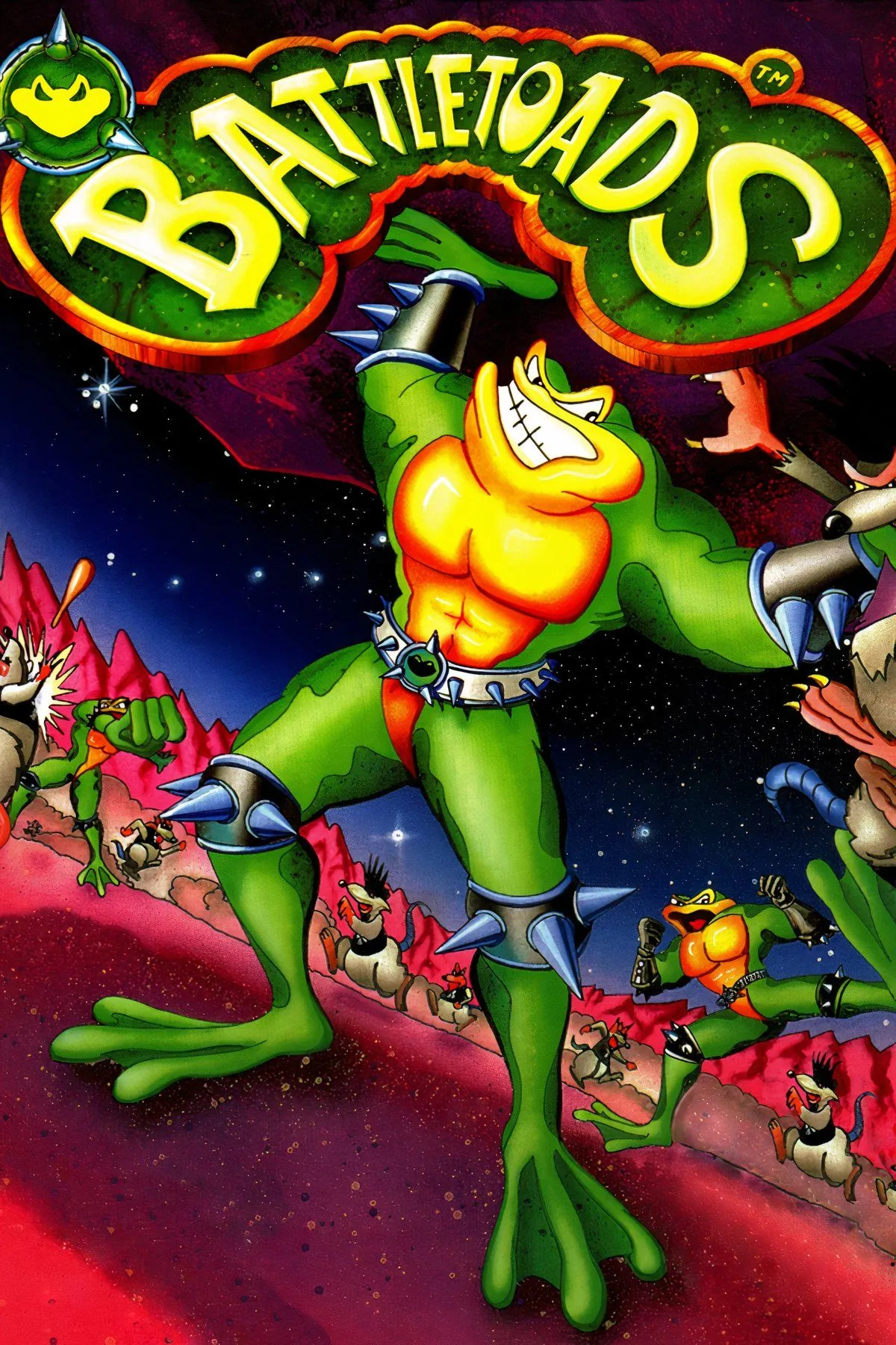 Ba nhân vật Battletoads sẵn sàng chiến đấu trong một cảnh hành động