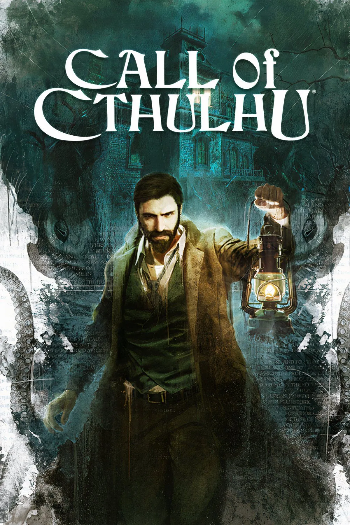 Bìa game Call of Cthulhu với Edward Pierce và khung cảnh u ám Darkwater