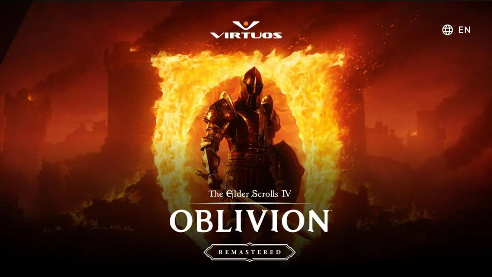 Bìa game The Elder Scrolls IV: Oblivion Remastered dự kiến, với biểu tượng rồng Akatosh và kiến trúc đặc trưng của Cyrodiil.