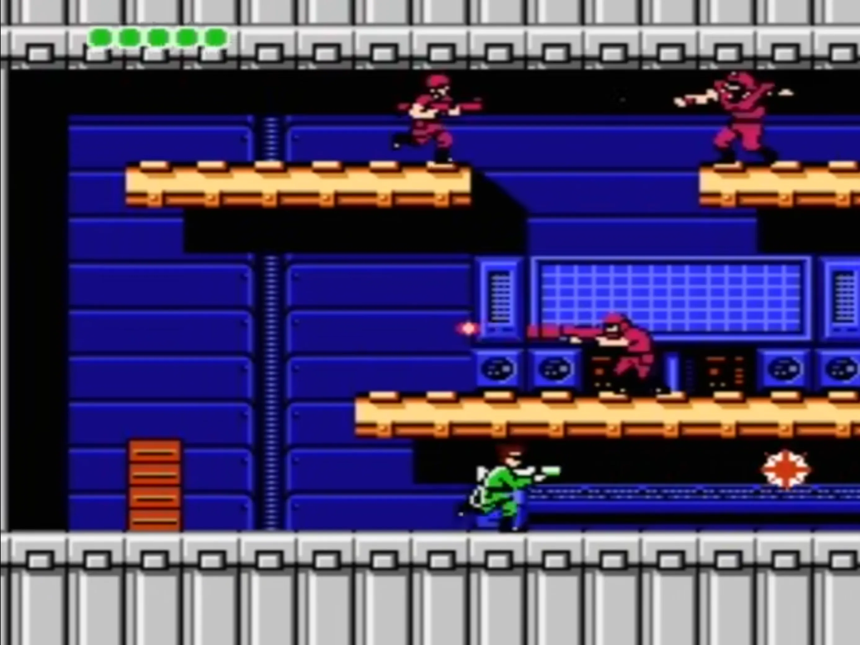 Bionic Commando trên NES với nhân vật chính dùng tay móc để di chuyển