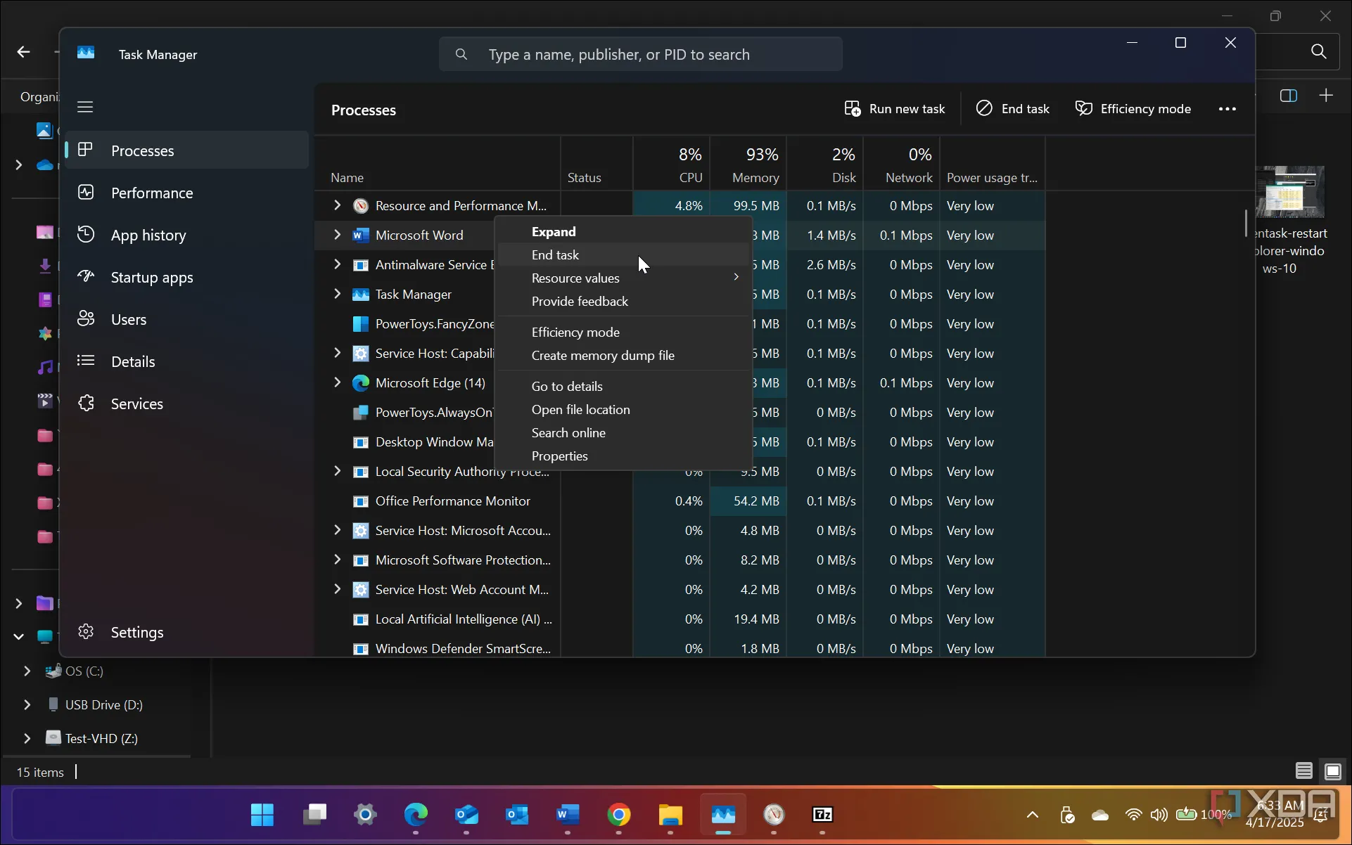 Buộc dừng ứng dụng bị treo bằng Task Manager trên Windows 11