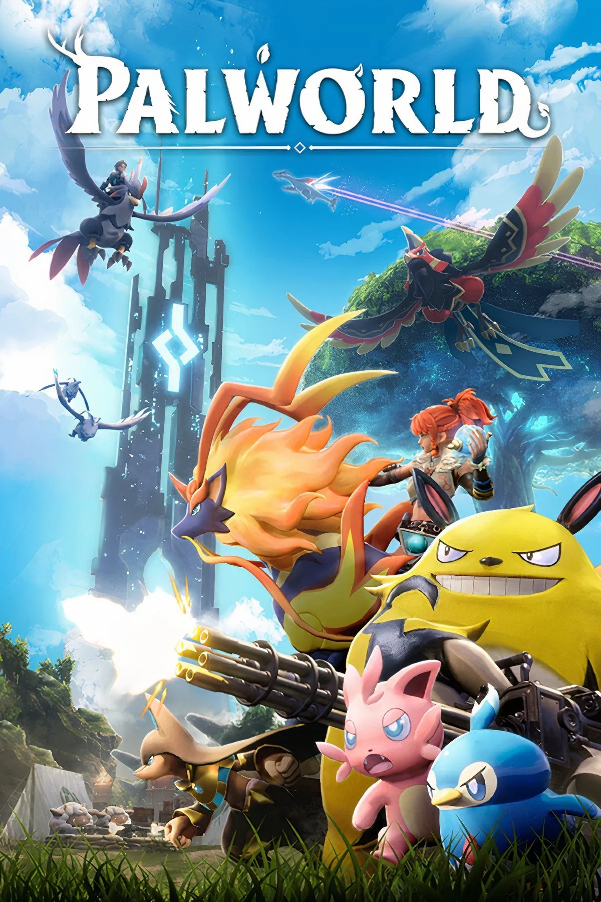 Các Pal trong game Palworld đang thực hiện nhiều công việc khác nhau như khai thác tài nguyên và chế tạo đồ vật, thể hiện tính đa dụng của quái vật ngoài chiến đấu.