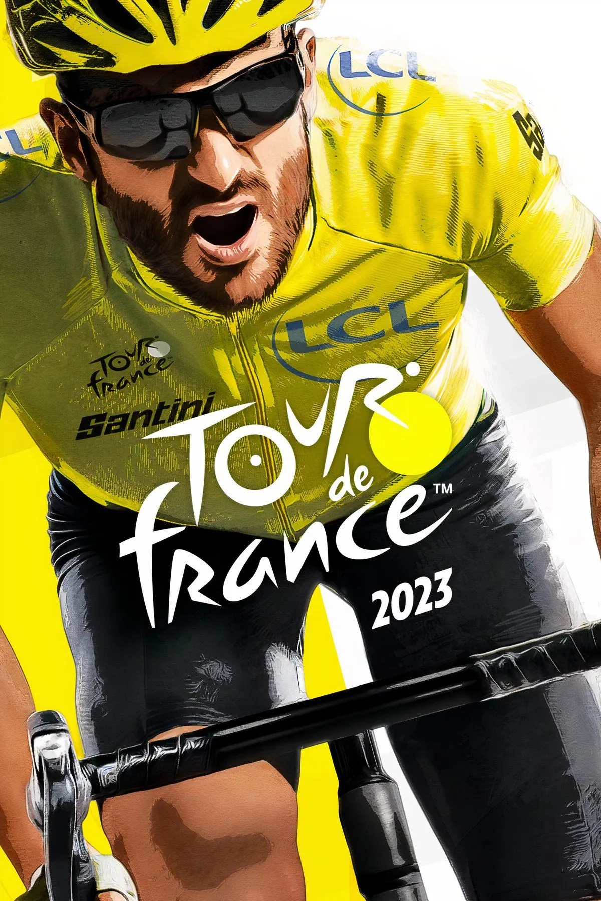 Các tay đua xe đạp trong game Tour de France 2023 đang tranh tài trên đường đồi dốc.
