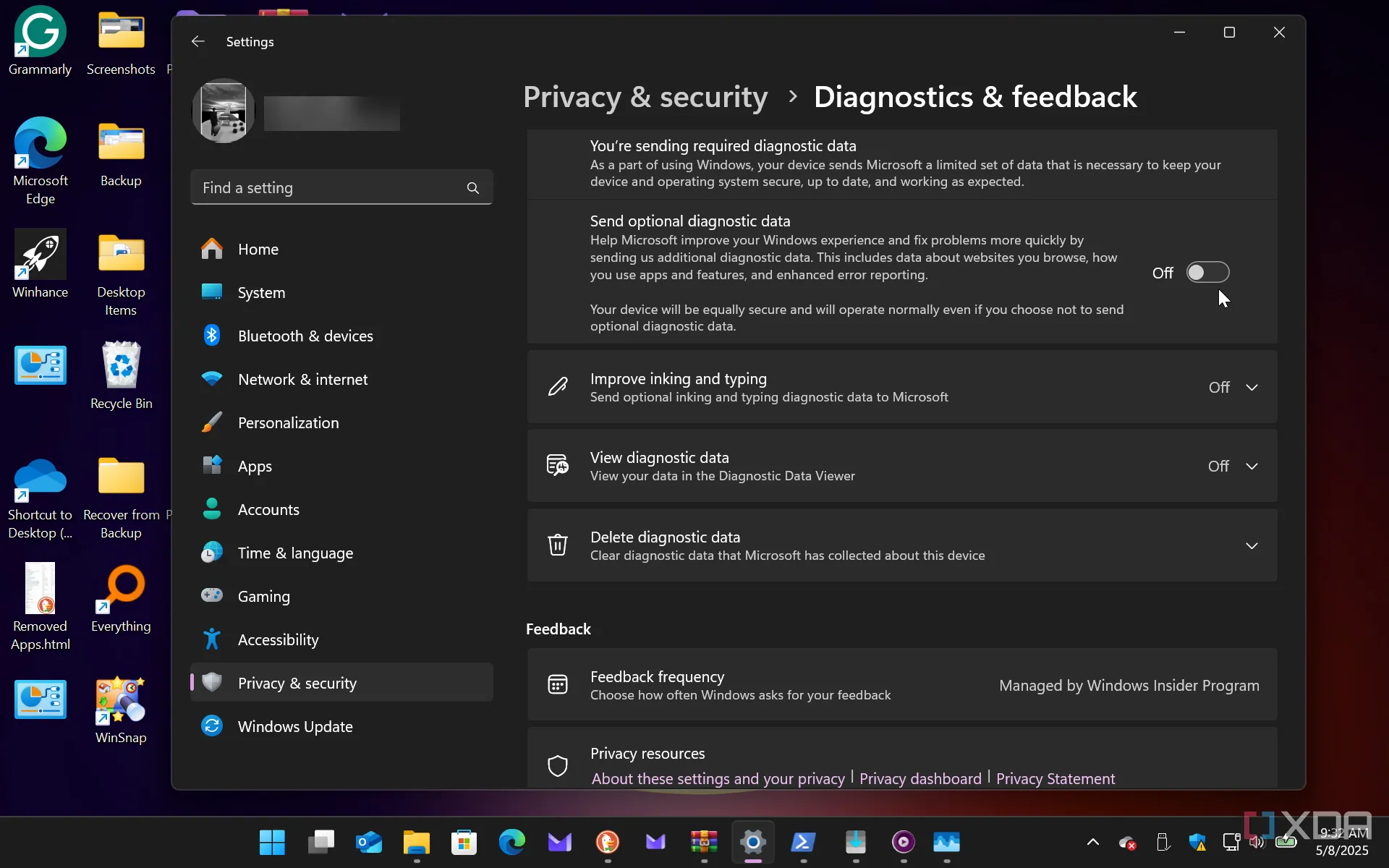 Cách tắt gửi dữ liệu chẩn đoán tùy chọn trên Windows 11 để bảo vệ quyền riêng tư