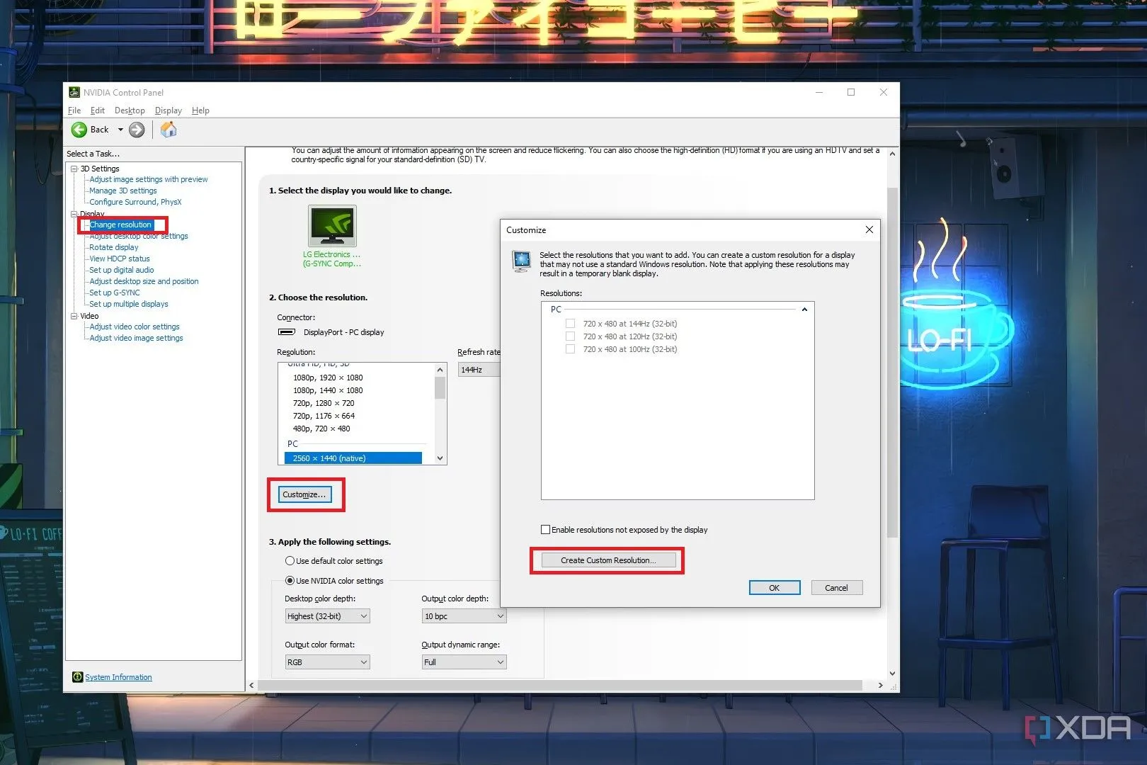 Cài đặt độ phân giải tùy chỉnh trong Nvidia Control Panel