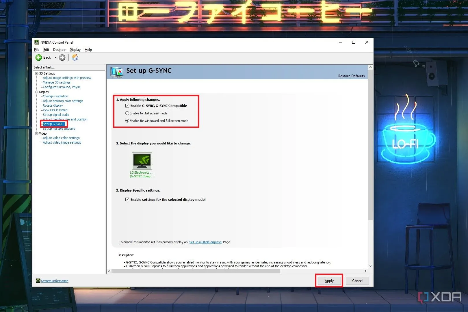Cài đặt G-SYNC trong Nvidia Control Panel để loại bỏ xé hình