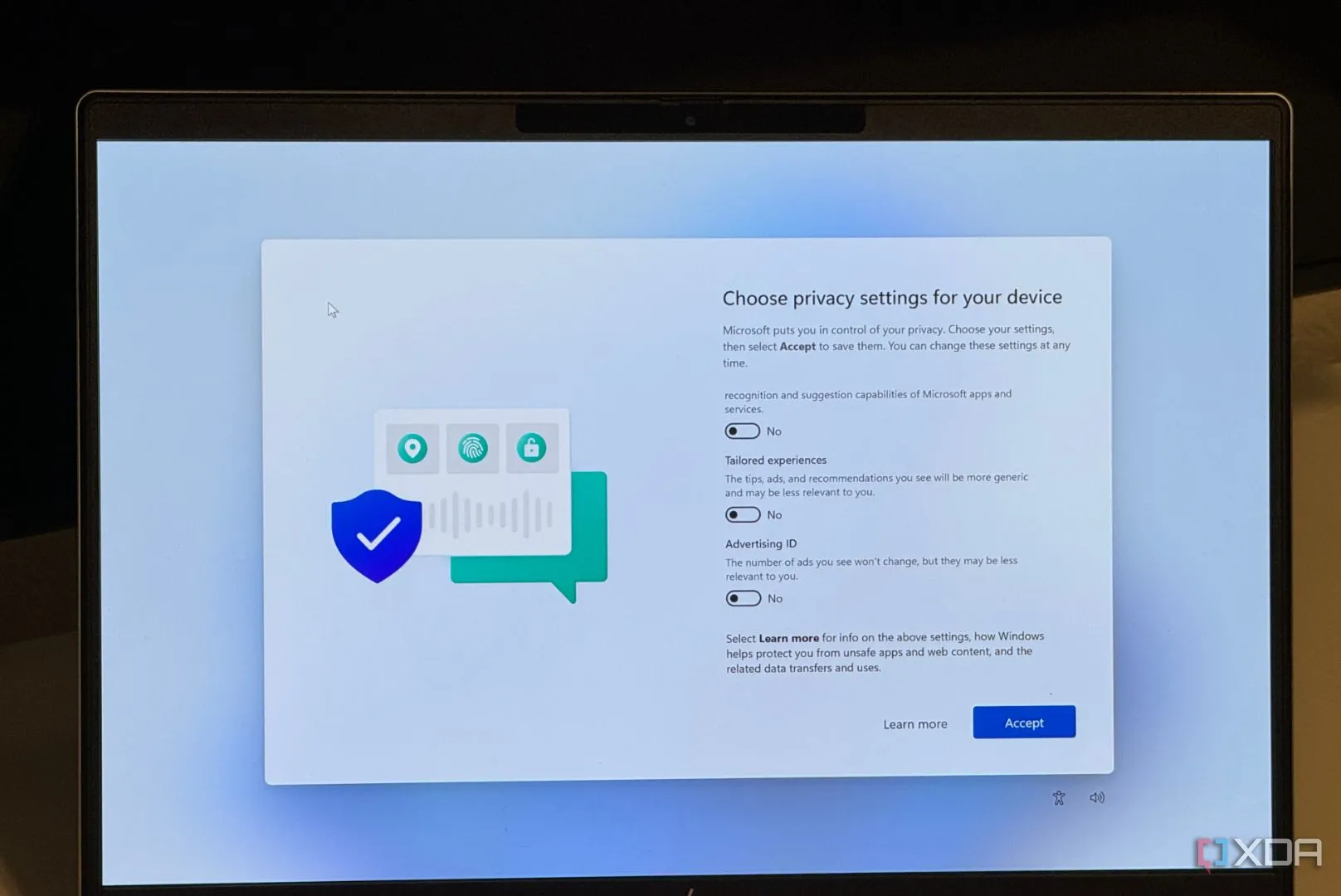 Cài đặt quyền riêng tư trong quá trình cài đặt mới Windows 11, bước cuối cùng để khắc phục triệt để các lỗi hệ thống.