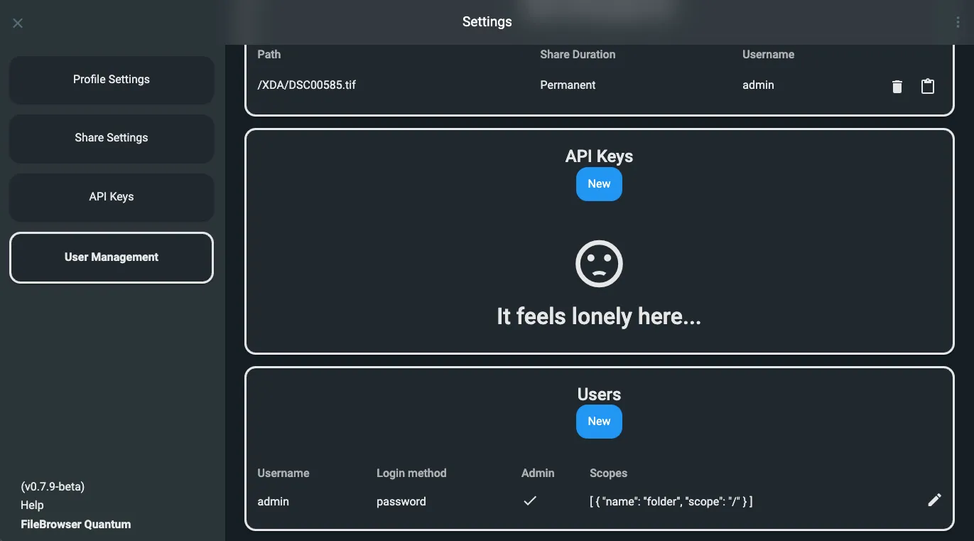 Cài đặt và quản lý quyền người dùng chi tiết trong FileBrowser Quantum