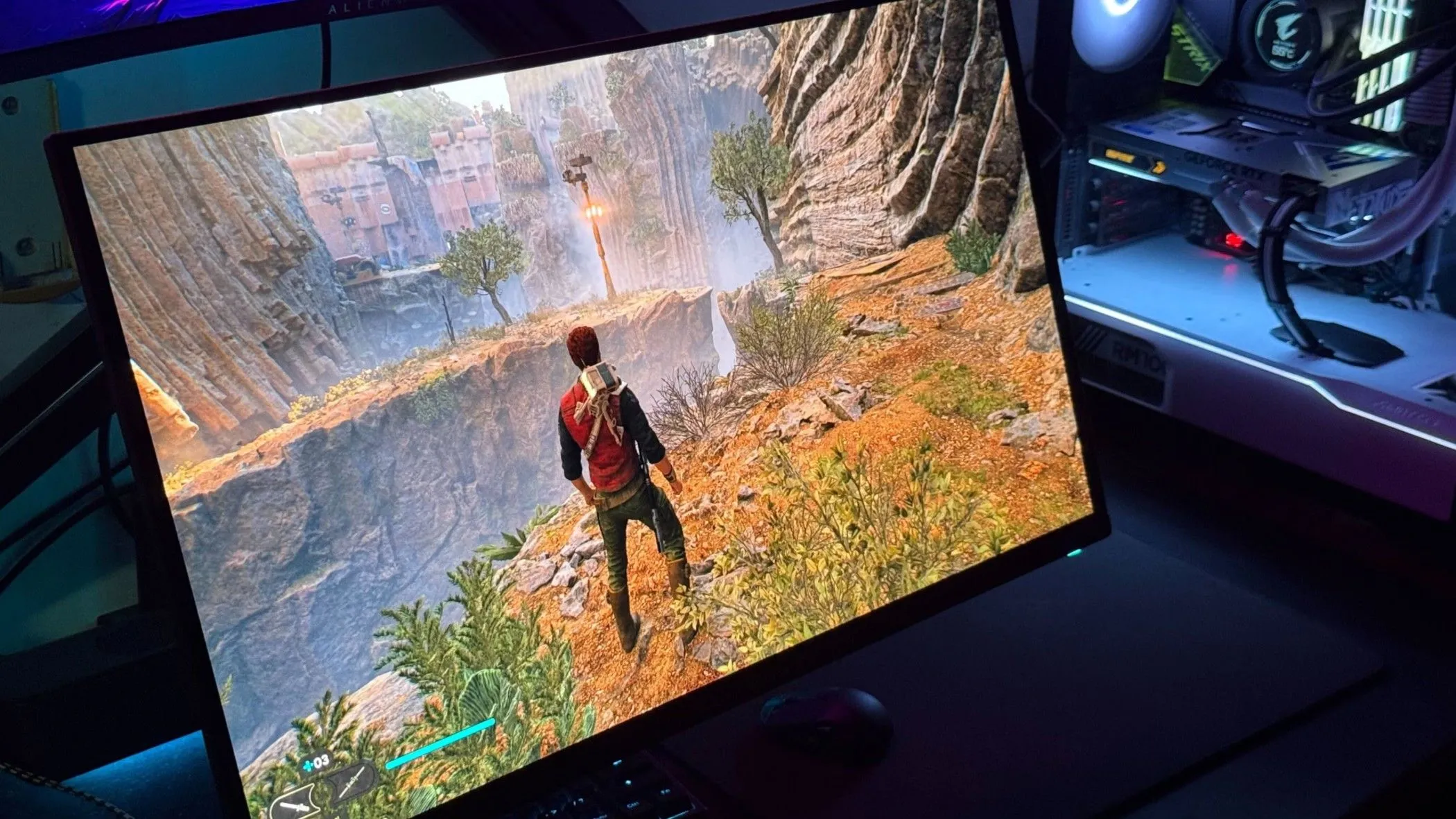 Cảnh chơi game trên một màn hình hiển thị sống động, tạo cảm giác nhập vai