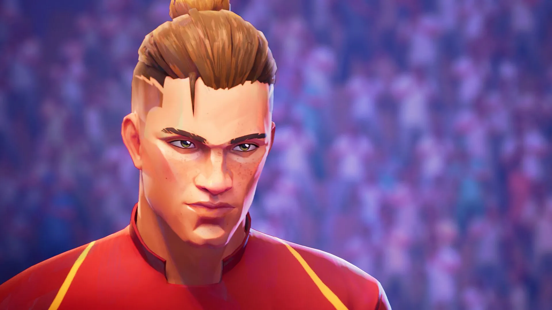 Cảnh gameplay Rematch với nhân vật đang thực hiện động tác kỹ thuật trên sân bóng.