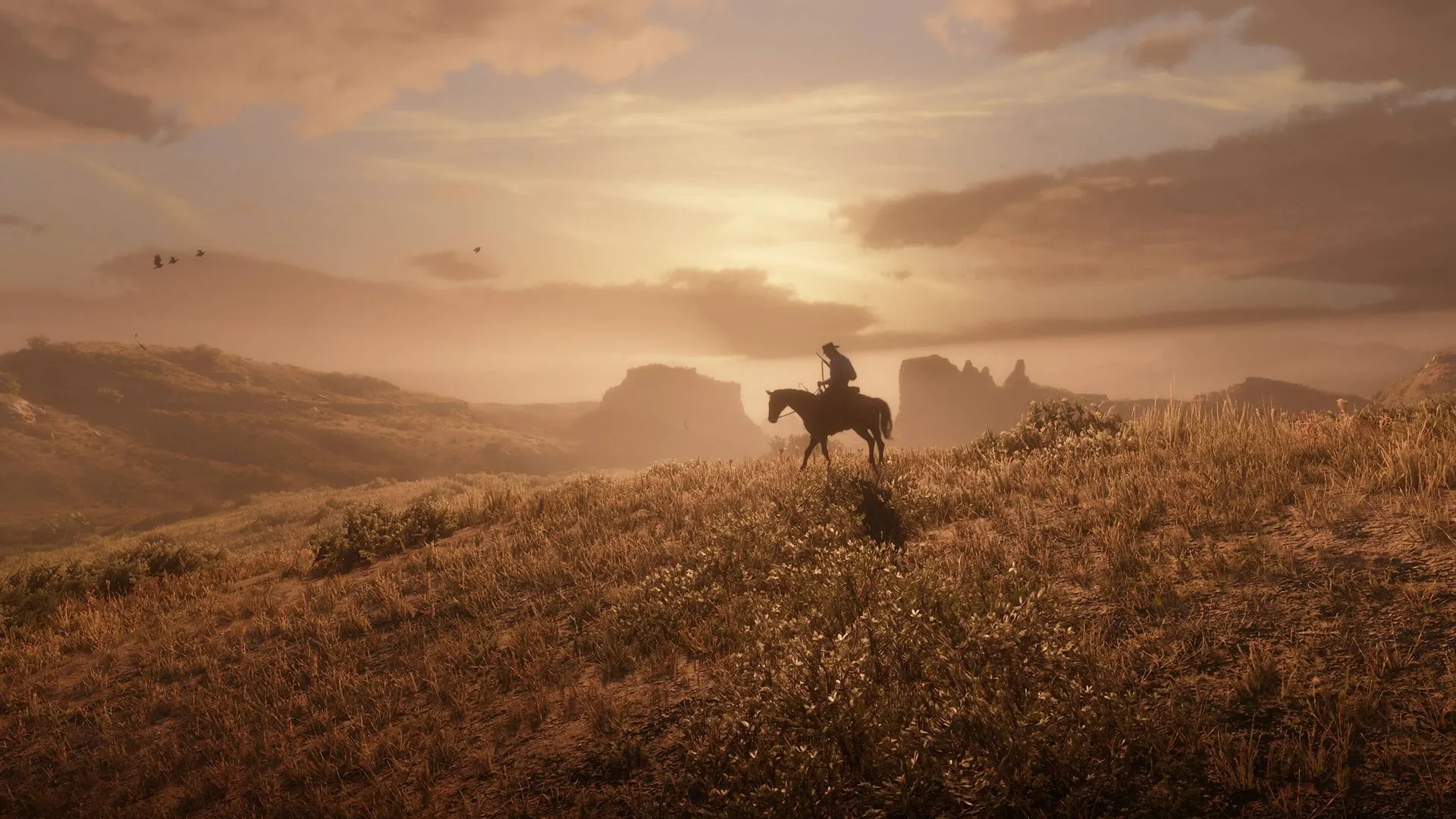 Cảnh hoàng hôn tuyệt đẹp trong game Red Dead Redemption 2, tựa game AAA đỉnh cao đáng chơi