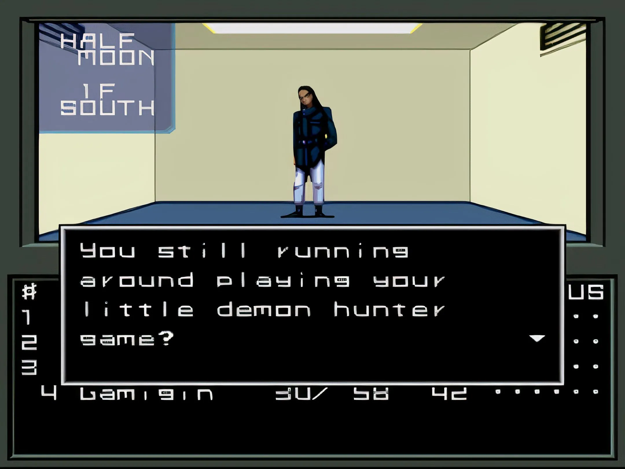 Cảnh khám phá hầm ngục trong Shin Megami Tensei GBA với ngôn ngữ tiếng Anh.