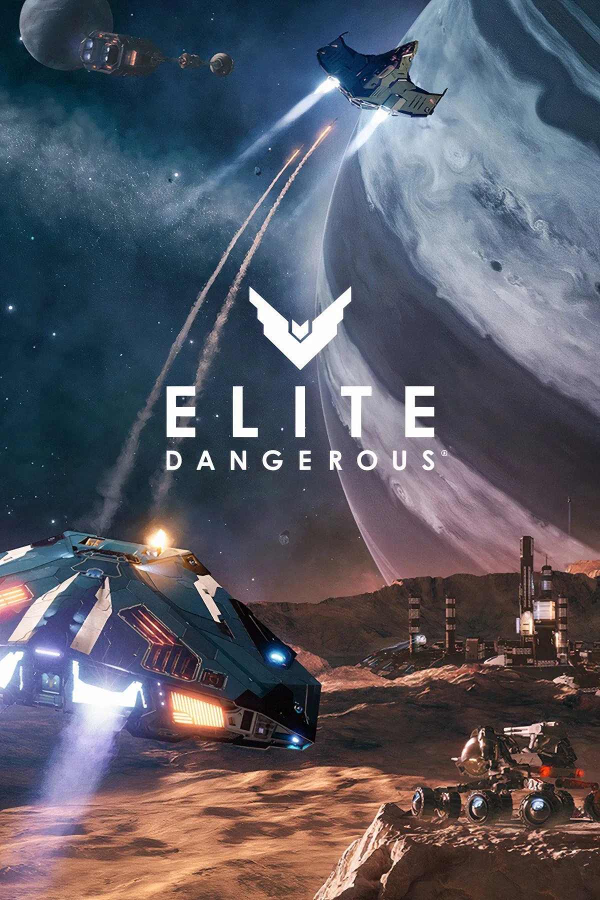 Cảnh một phi thuyền đang di chuyển giữa không gian rộng lớn trong game Elite Dangerous, thể hiện hành trình vận chuyển hàng hóa cô độc qua các vì sao.