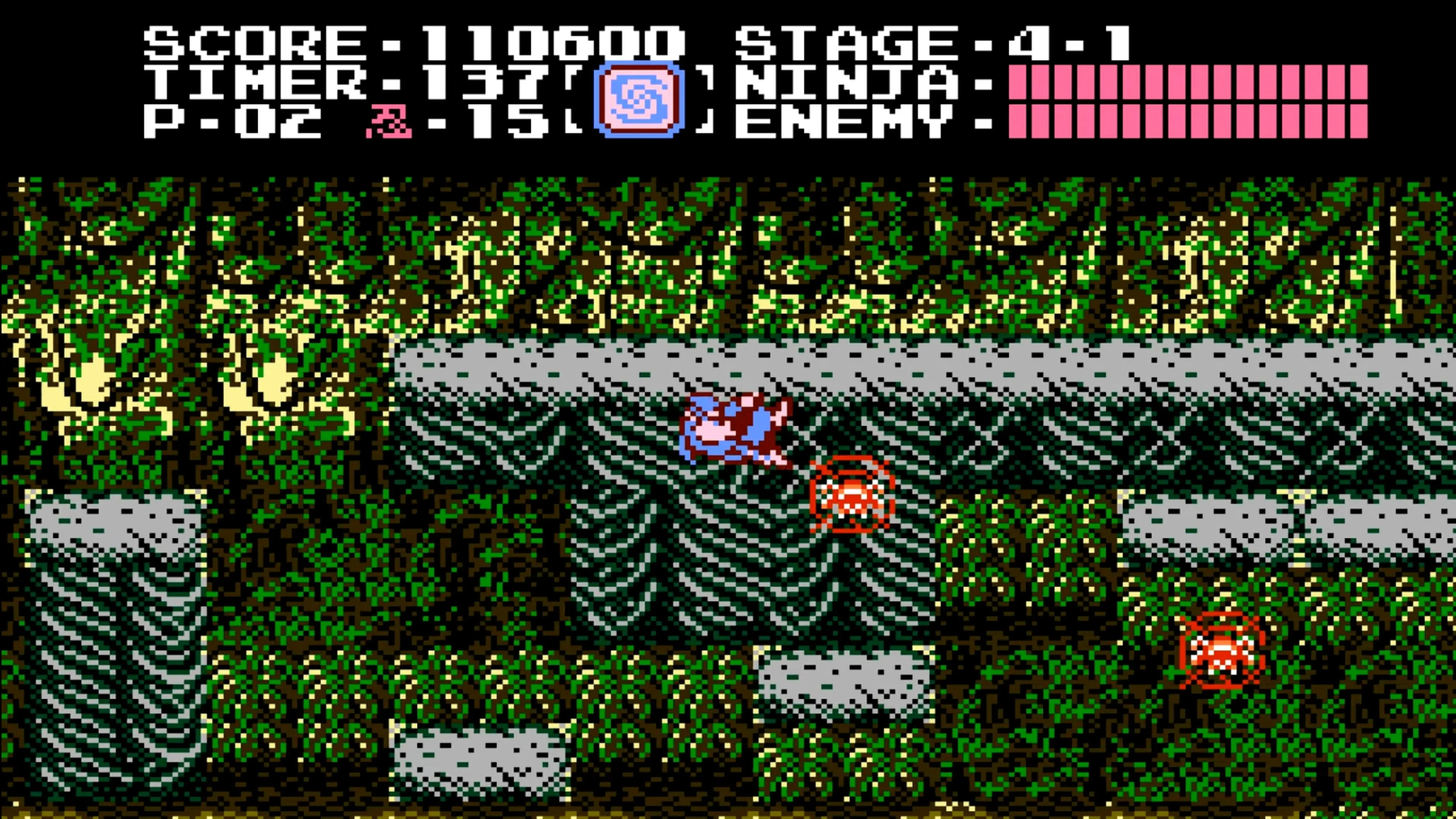 Cảnh Ninja Gaiden với Ryu đang chiến đấu trong một nhà máy hoặc khu công nghiệp đổ nát
