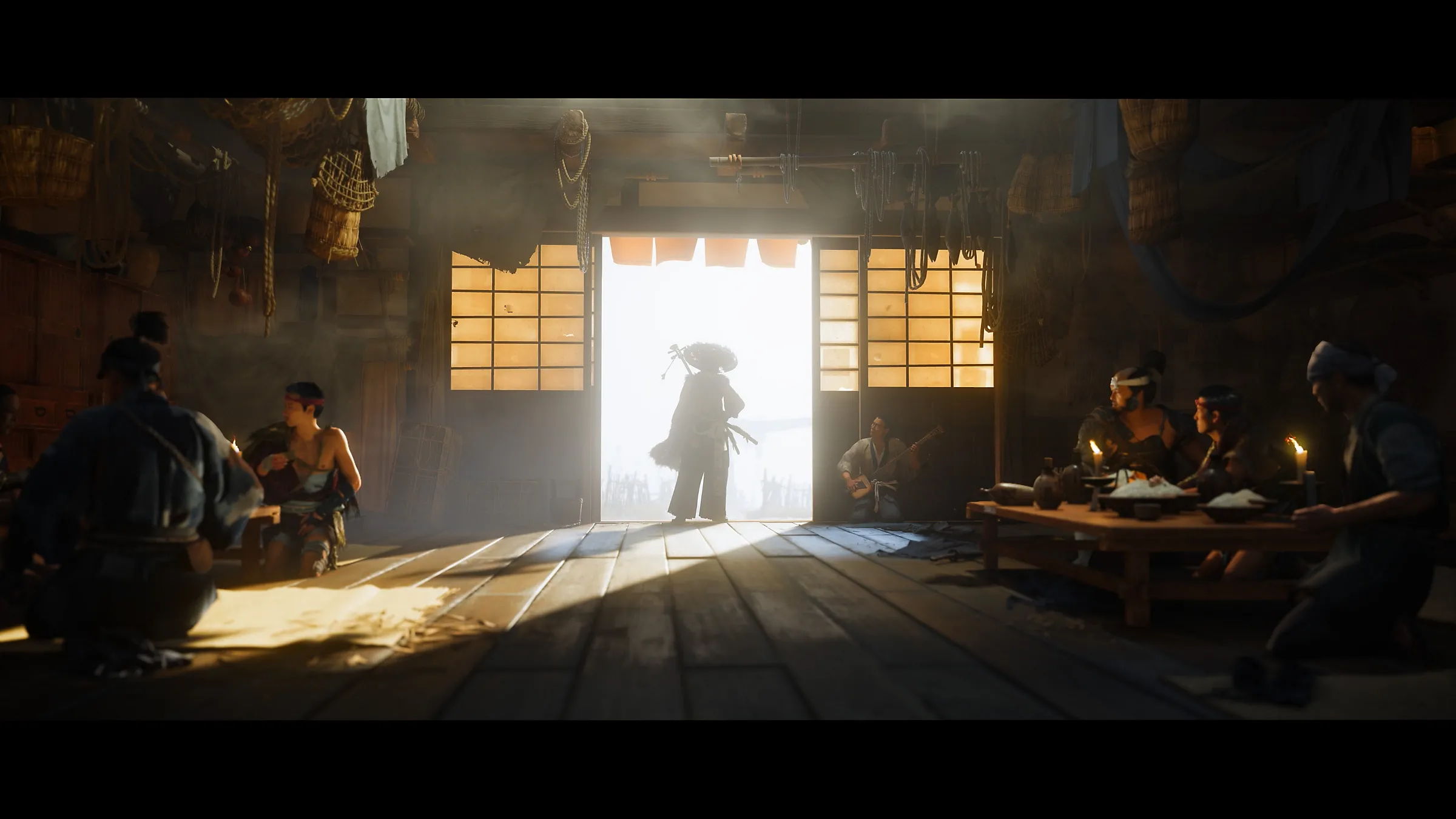 Cảnh quan tuyết phủ hùng vĩ trong Ghost of Yōtei, thể hiện môi trường game thế giới mở