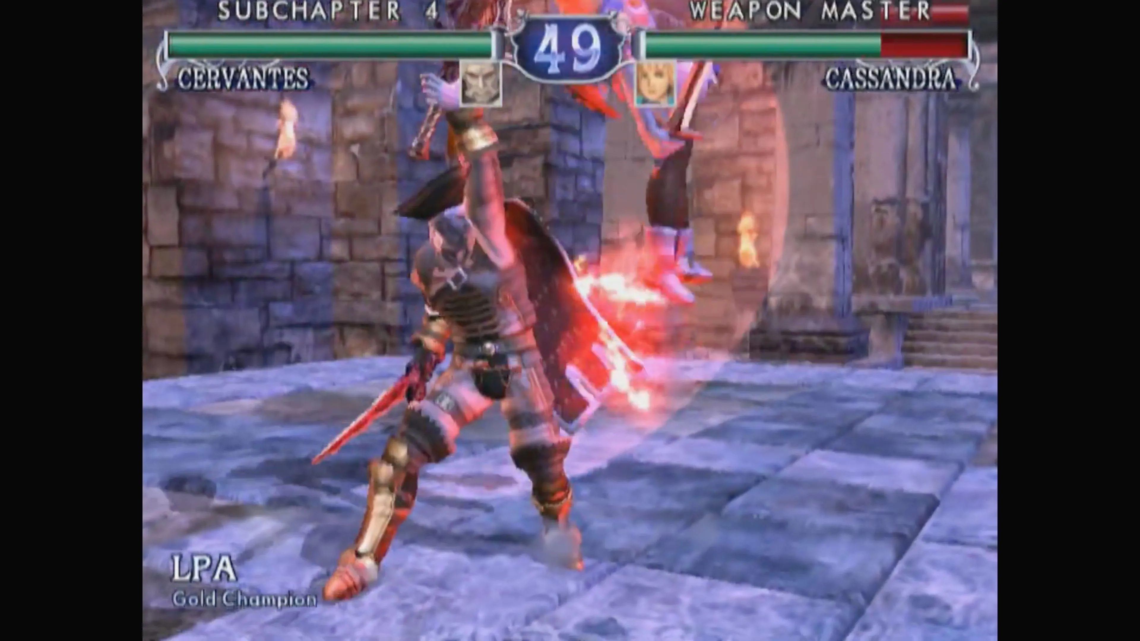 Cảnh quay từ SoulCalibur II, game đối kháng nổi bật trên hệ máy GameCube.