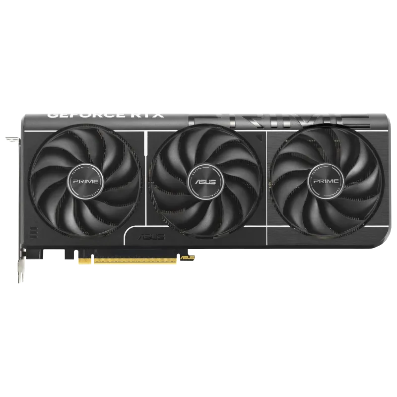 Card đồ họa Asus Prime GeForce RTX 5070 với thiết kế tối giản, hệ thống làm mát hiệu quả.