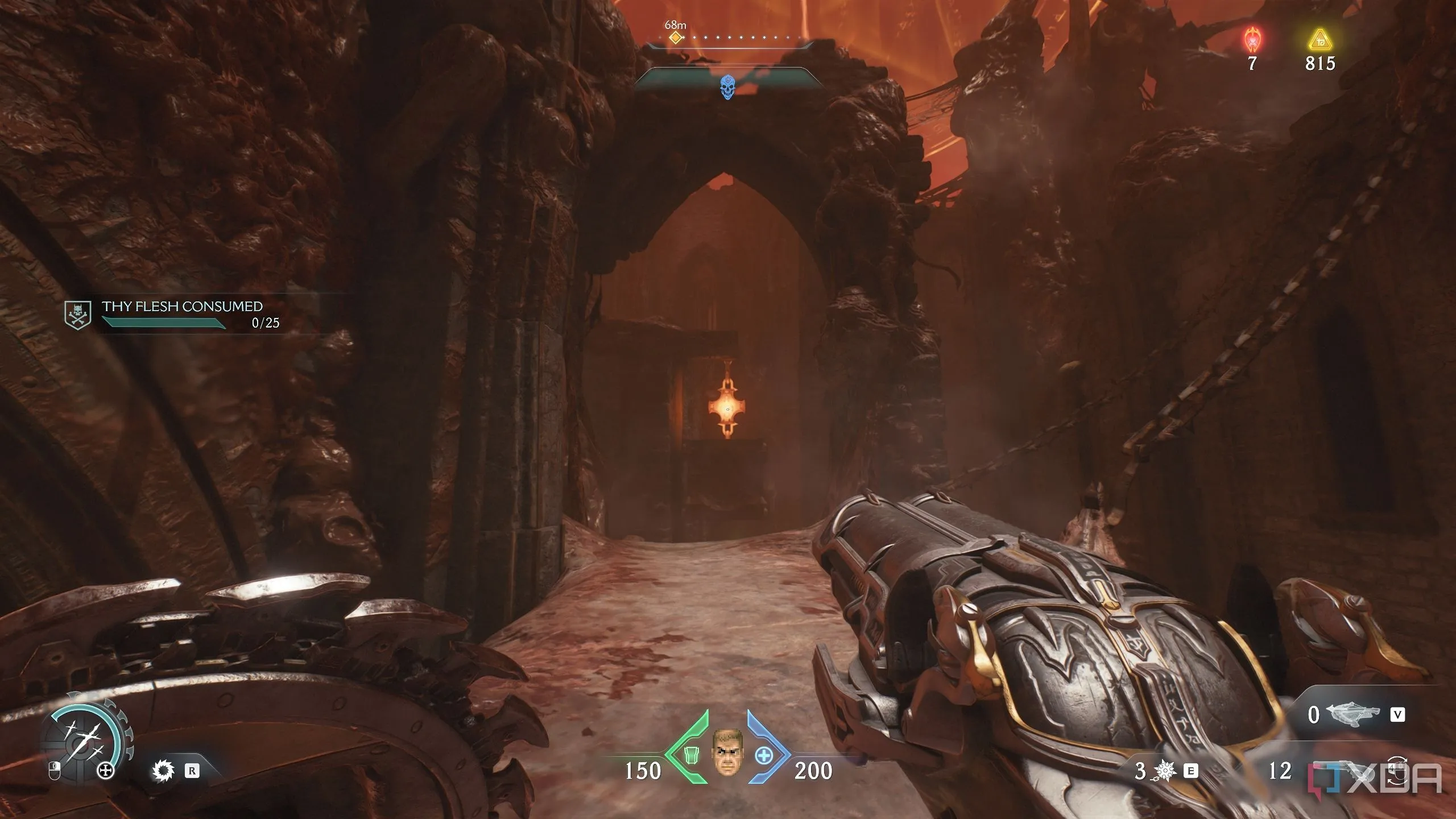 Cây thánh giá kim loại nung nóng trong Chương 22 của Doom The Dark Ages.