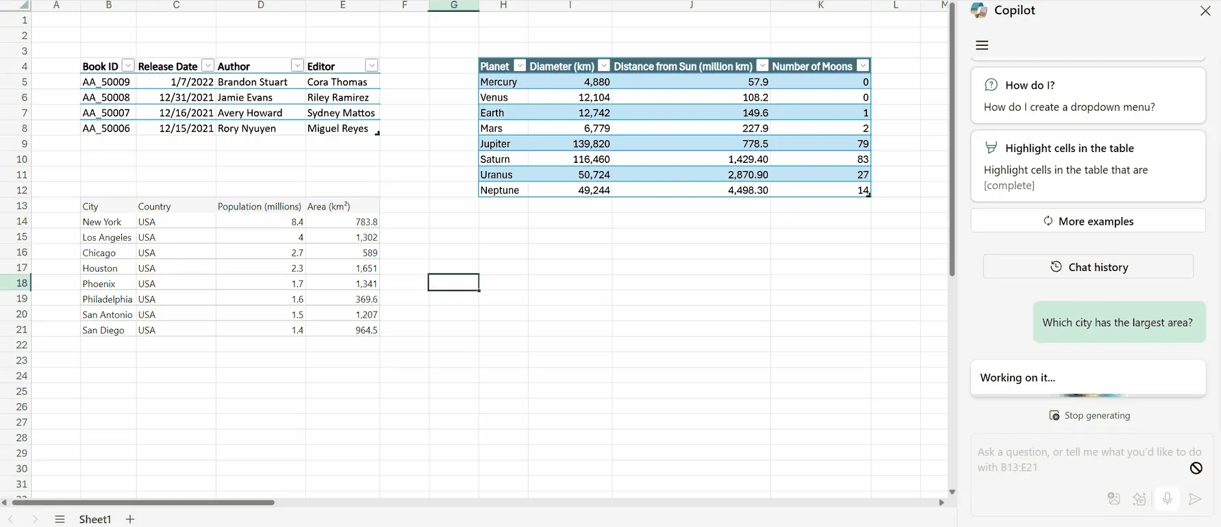 Copilot trong Excel đang tự động phân tích và xử lý dữ liệu bảng tính mà không cần chỉ định ngữ cảnh.