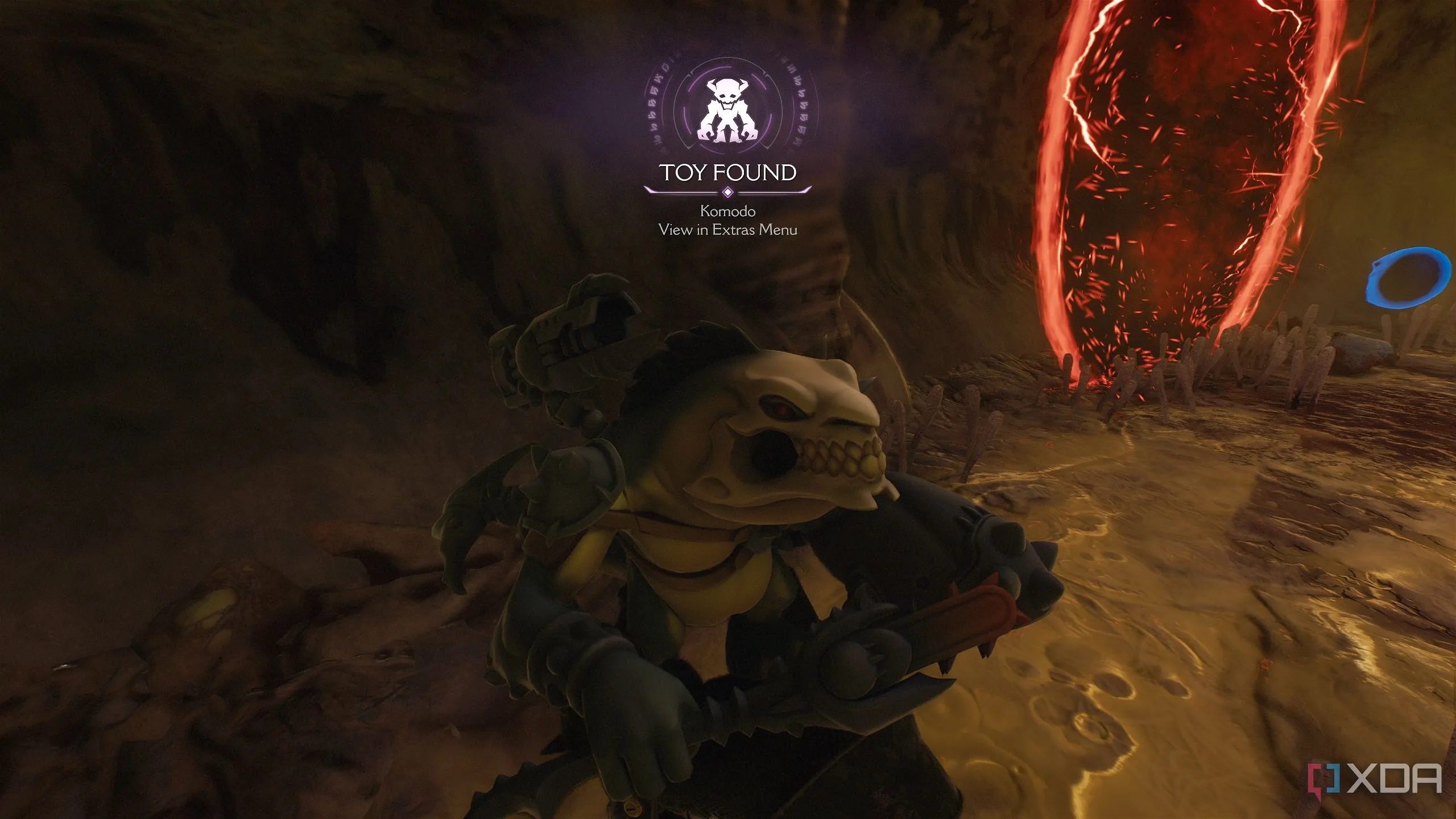 Đồ chơi sưu tầm Komodo được tìm thấy trong khu vực bí mật 5 của Chương 18 Doom: The Dark Ages.