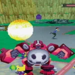 Gameplay The Misadventures of Tron Bonne với nhân vật chính và robot chiến đấu