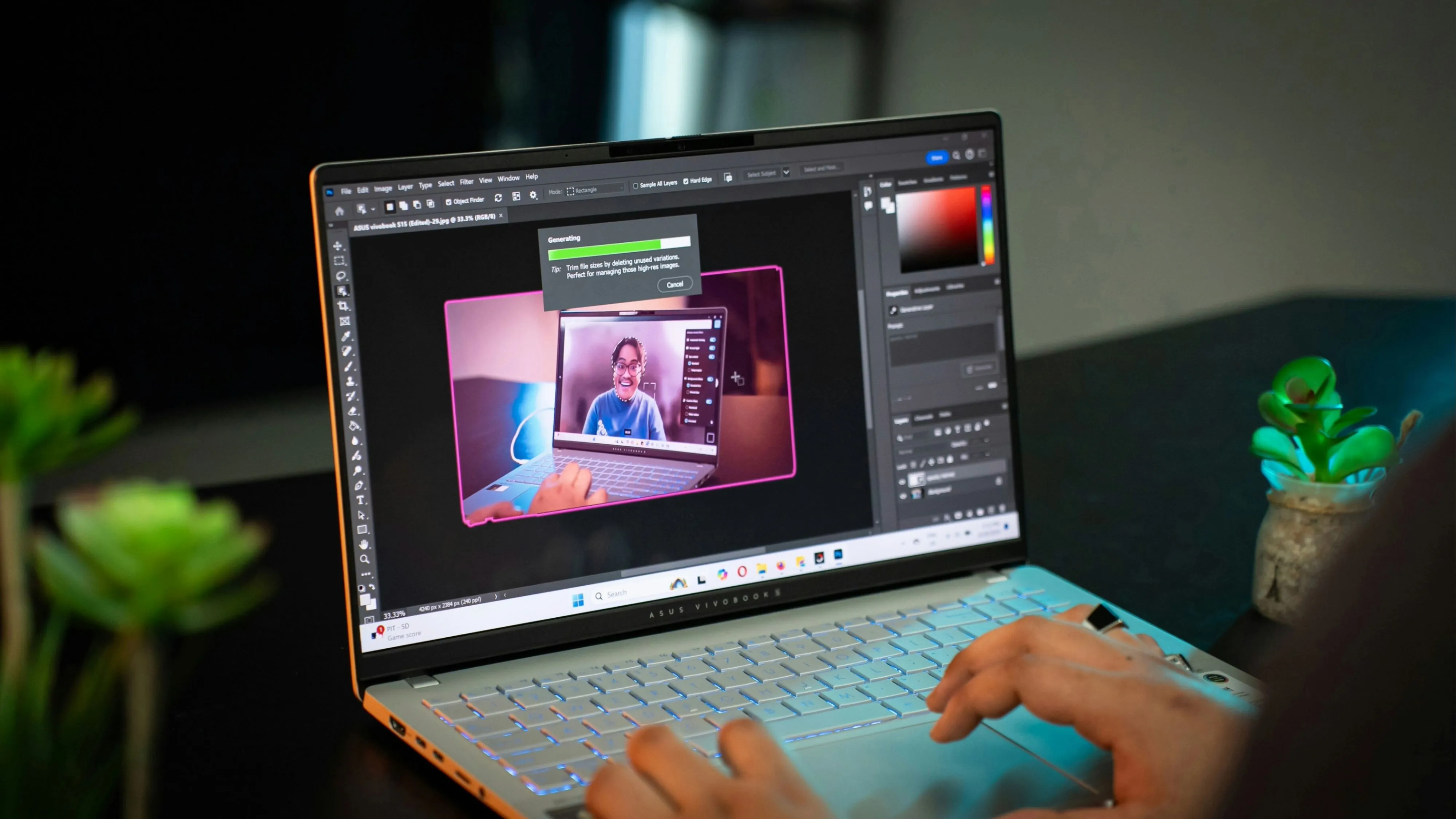 Giao diện Adobe Photoshop trên laptop Windows, phần mềm chuyên nghiệp