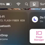 Giao diện bật/tắt Stage Manager trên macOS qua Control Center