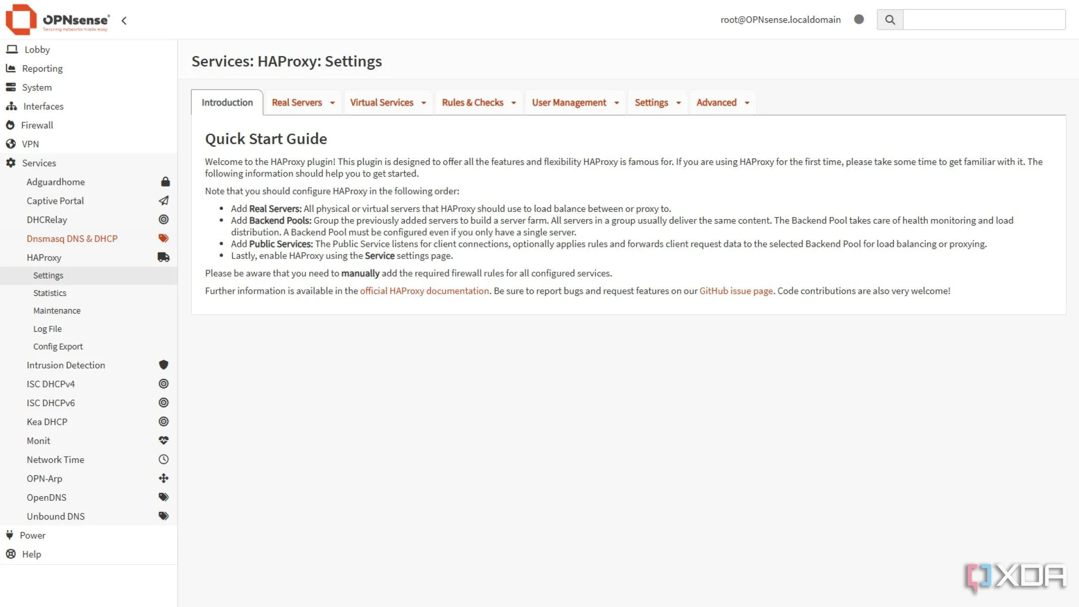 Giao diện cài đặt HAProxy trong OPNsense, minh họa các tùy chọn cấu hình plugin.