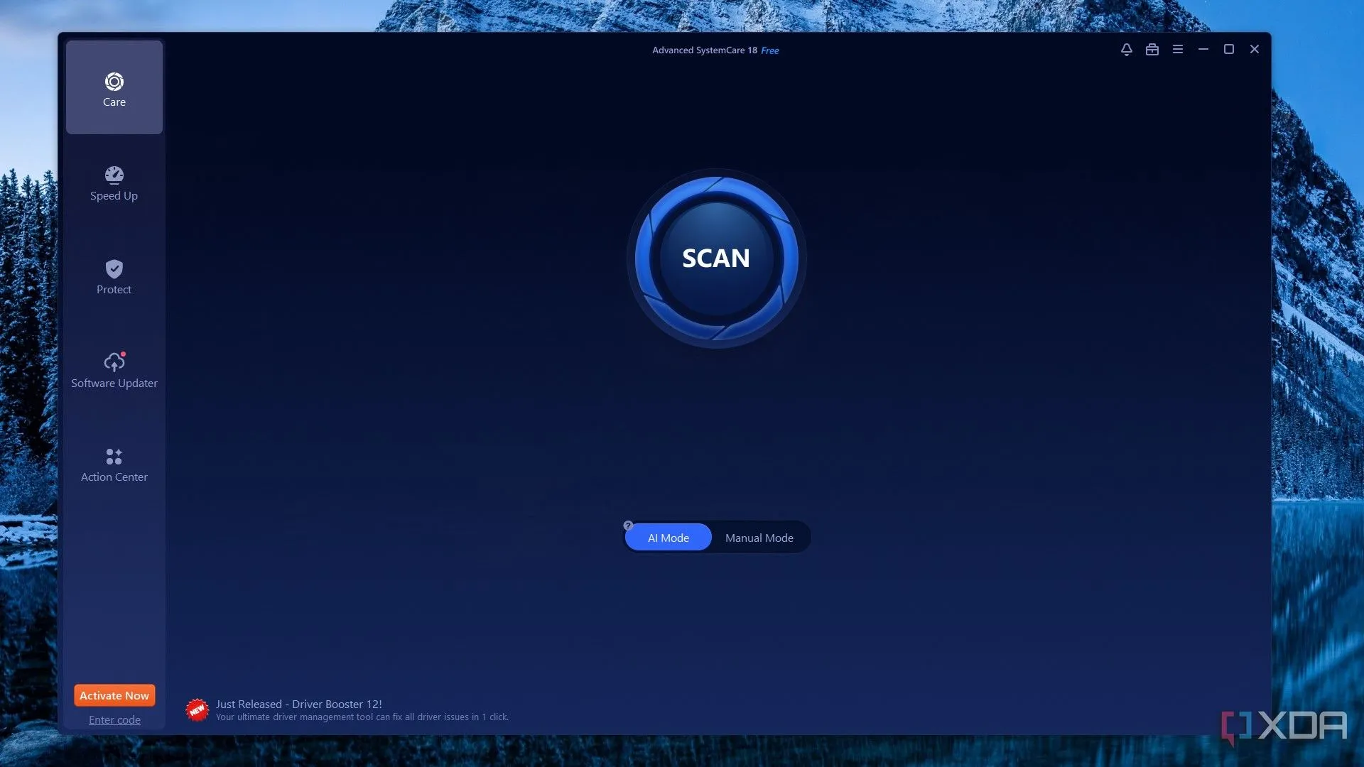 Giao diện chính Advanced SystemCare 18 Free hiển thị các tùy chọn dọn dẹp và tối ưu hệ thống