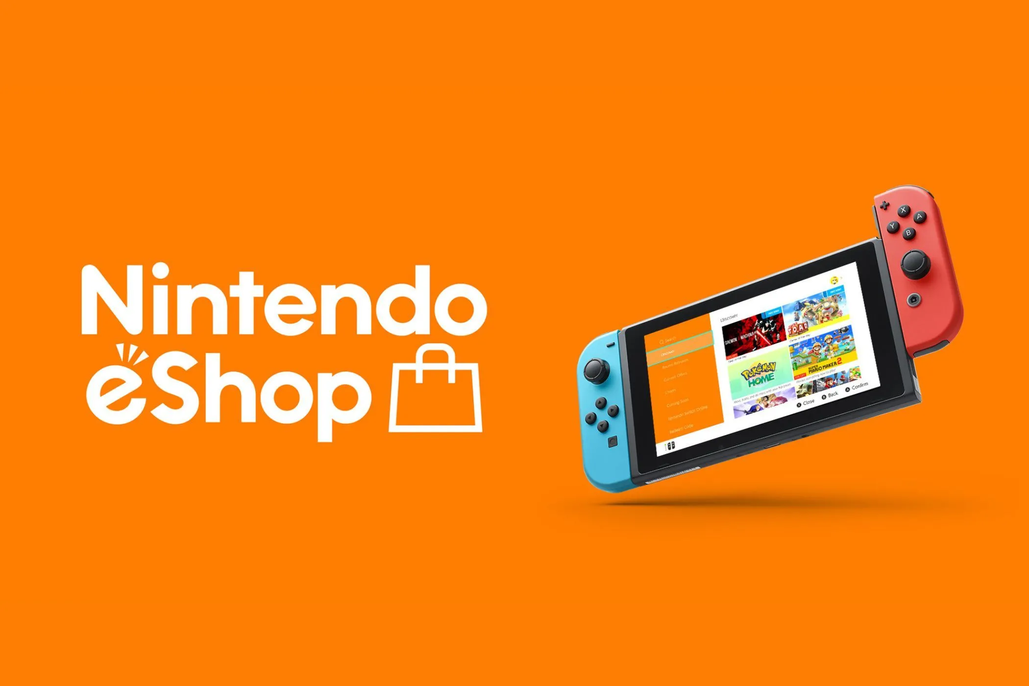 Giao diện chính eShop Nintendo Switch với các menu và tựa game