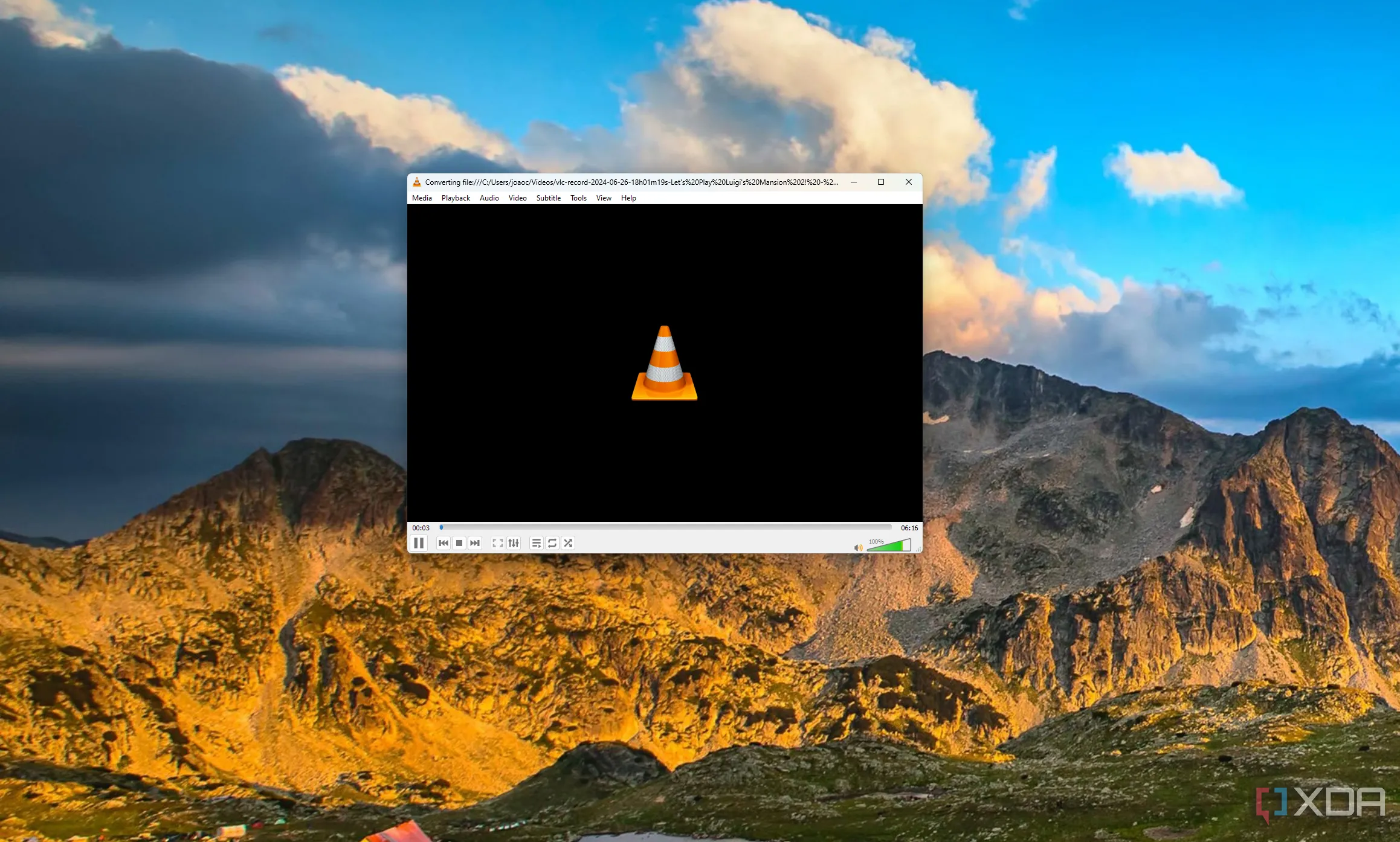 Giao diện đơn giản của VLC Media Player đang phát một video, minh họa khả năng chơi đa định dạng.