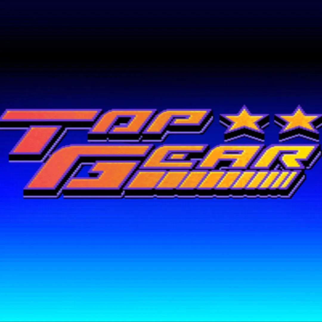 Giao diện đua xe trong game Top Gear trên SNES với hai màn hình chia đôi và đồ họa đẹp mắt
