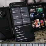 Giao diện KDE Connect trên điện thoại kết nối với Steam Deck, minh họa tính năng truyền file và điều khiển từ xa.
