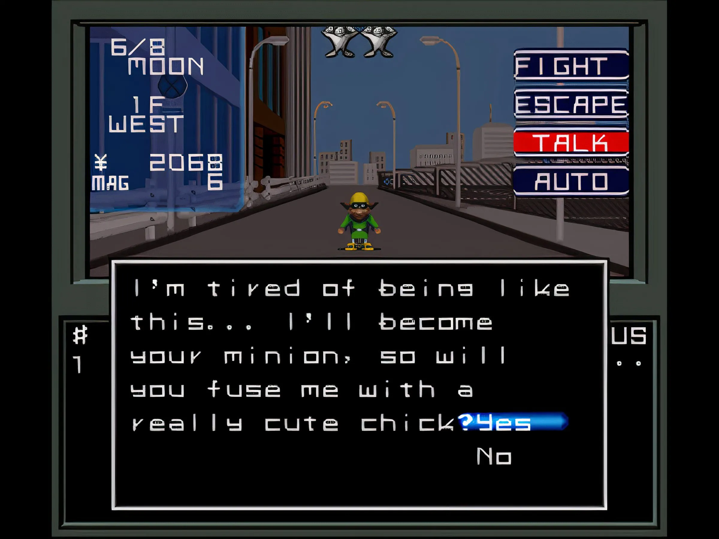 Giao diện menu và vật phẩm trong Shin Megami Tensei GBA bản tiếng Anh.