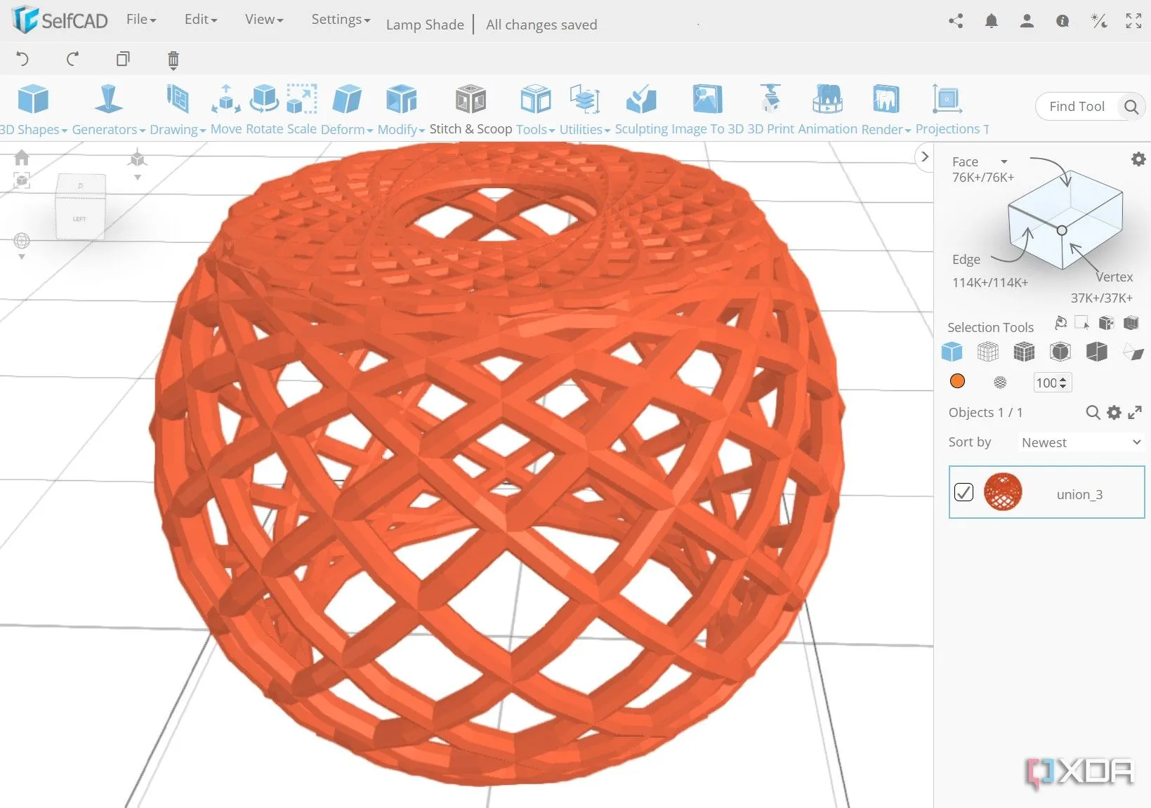 Giao diện phần mềm thiết kế 3D đang tạo mô hình, minh họa quá trình thiết kế file in 3D để đảm bảo tính chính xác và khả năng in được.