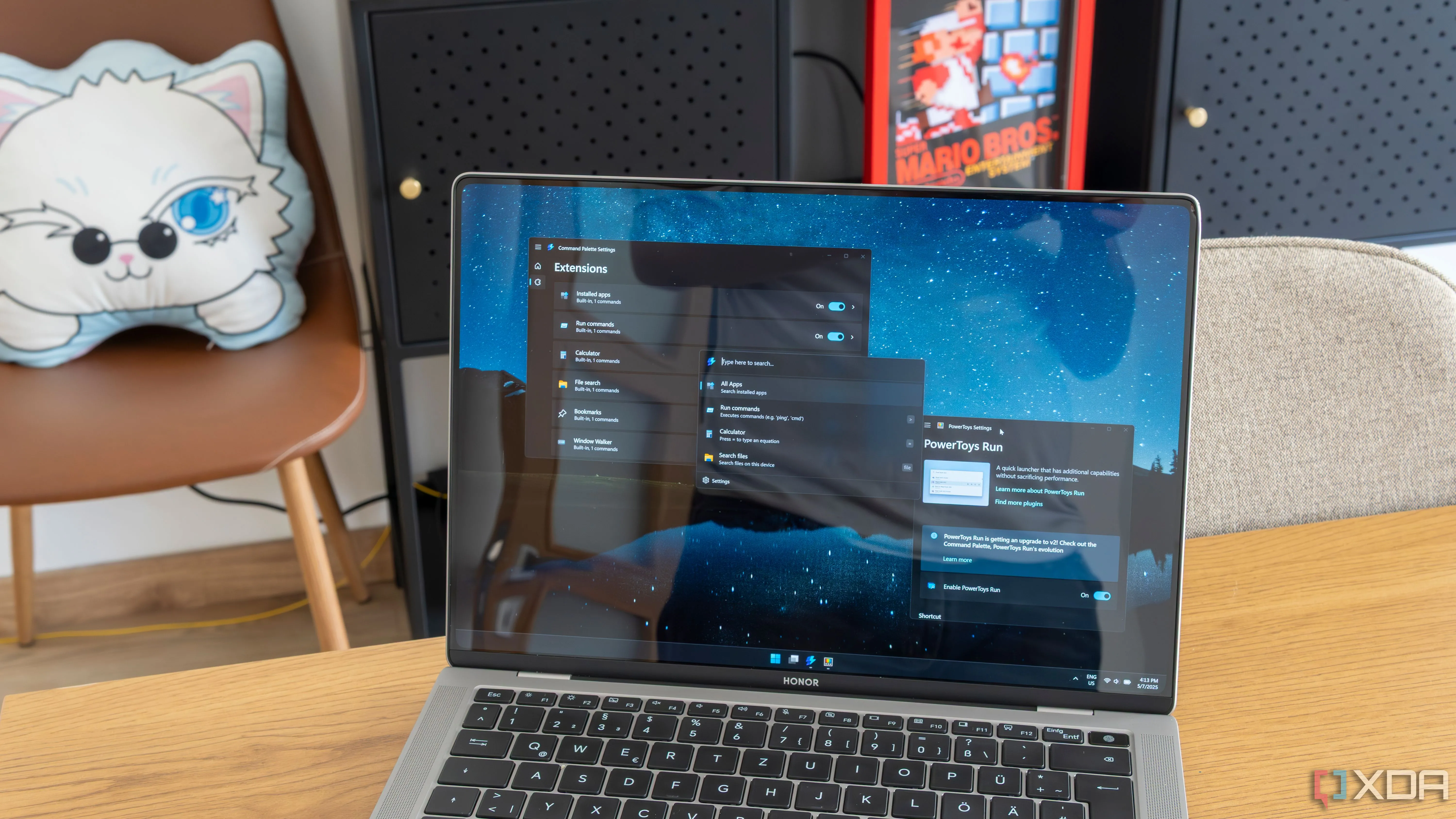 Giao diện PowerToys Run và Command Palette trên Windows, minh họa tính năng hiện tại