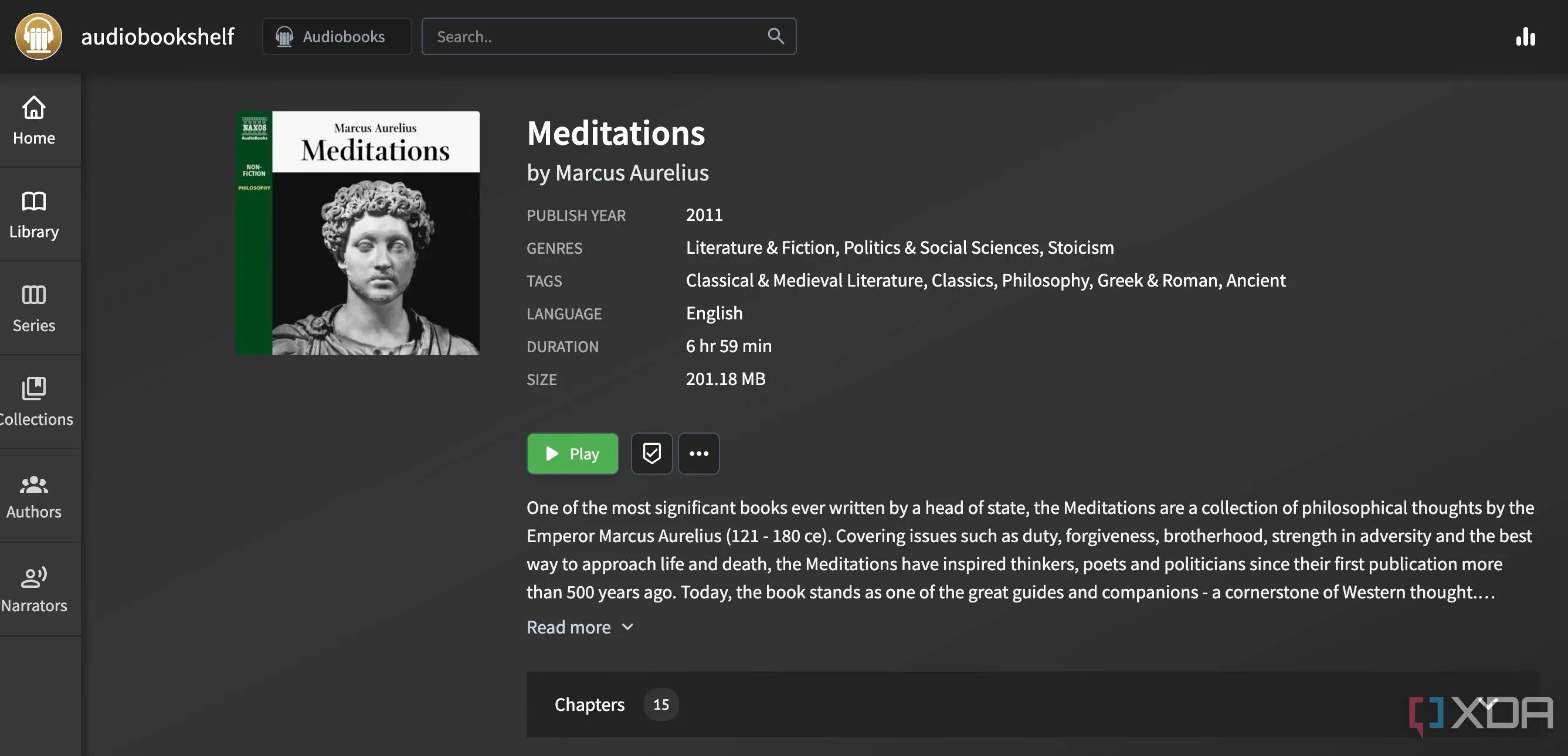 Giao diện quản lý thư viện Audiobookshelf