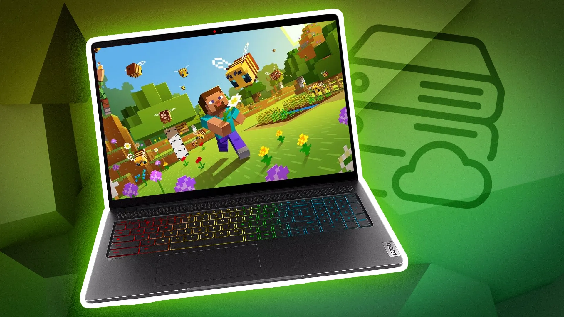 Giao diện trò chơi Minecraft với cảnh quan khối vuông đặc trưng