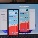 Giao diện ứng dụng Phone Link (Link to Windows) đang hiển thị tính năng phản chiếu màn hình điện thoại Android trên máy tính xách tay Windows.