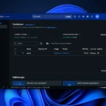 Giao diện ứng dụng Wallos đang chạy trong Docker Desktop trên Windows, hiển thị danh sách các đăng ký.