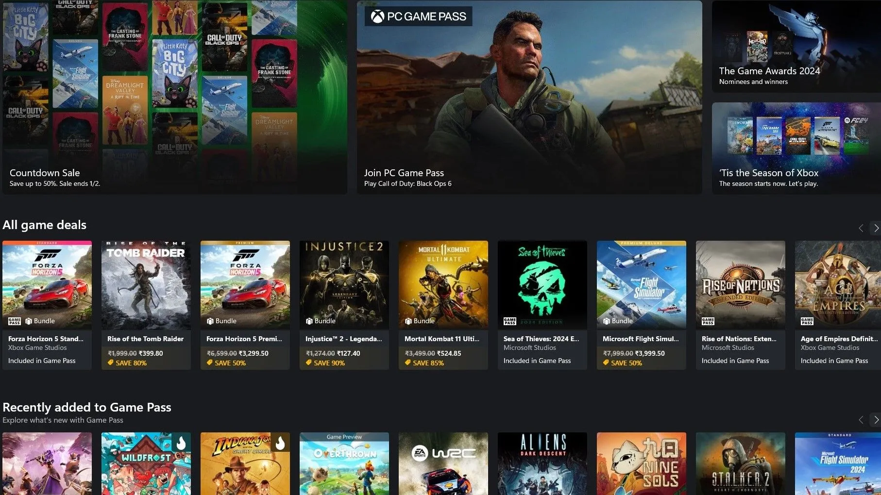 Giao diện ứng dụng Xbox với nhiều tựa game nổi bật, minh họa lợi ích của các gói đăng ký game trên console.