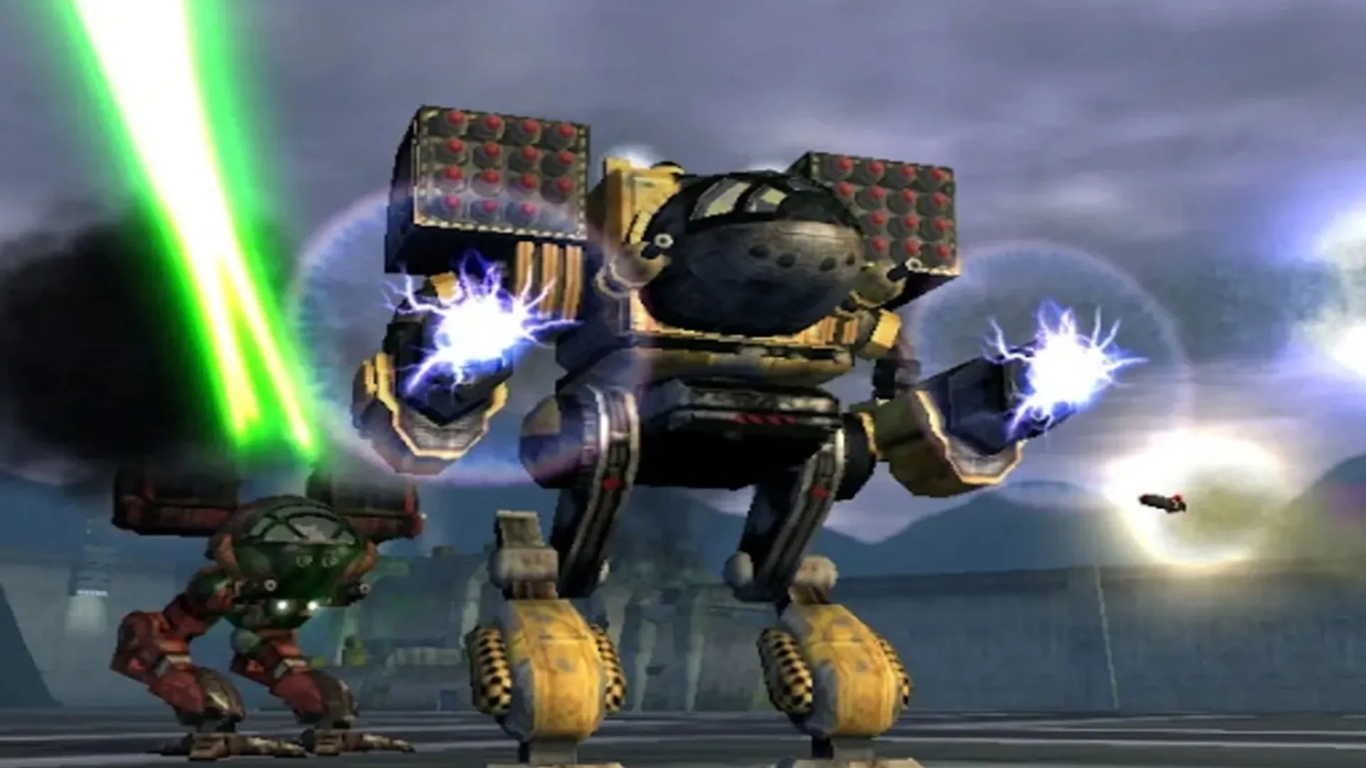 Hai cỗ máy chiến đấu khổng lồ đang giao tranh dữ dấy trong game MechAssault trên nền tảng Xbox gốc, minh họa sự hồi sinh tiềm năng của dòng game mech trên Xbox Series X/S.